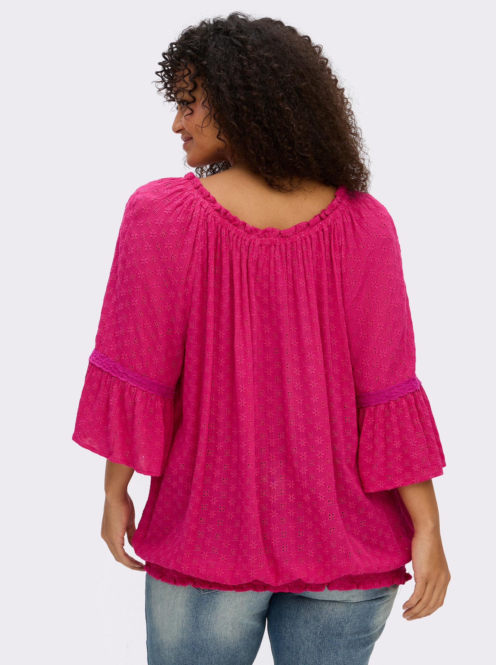 sheego by Joe Browns Tunika aus Lochstickerei - pink