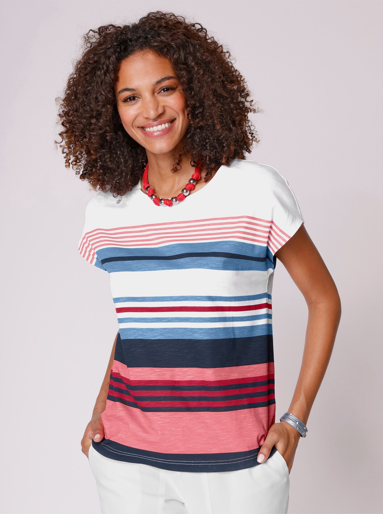 Shirt - marine/aardbei gestreept