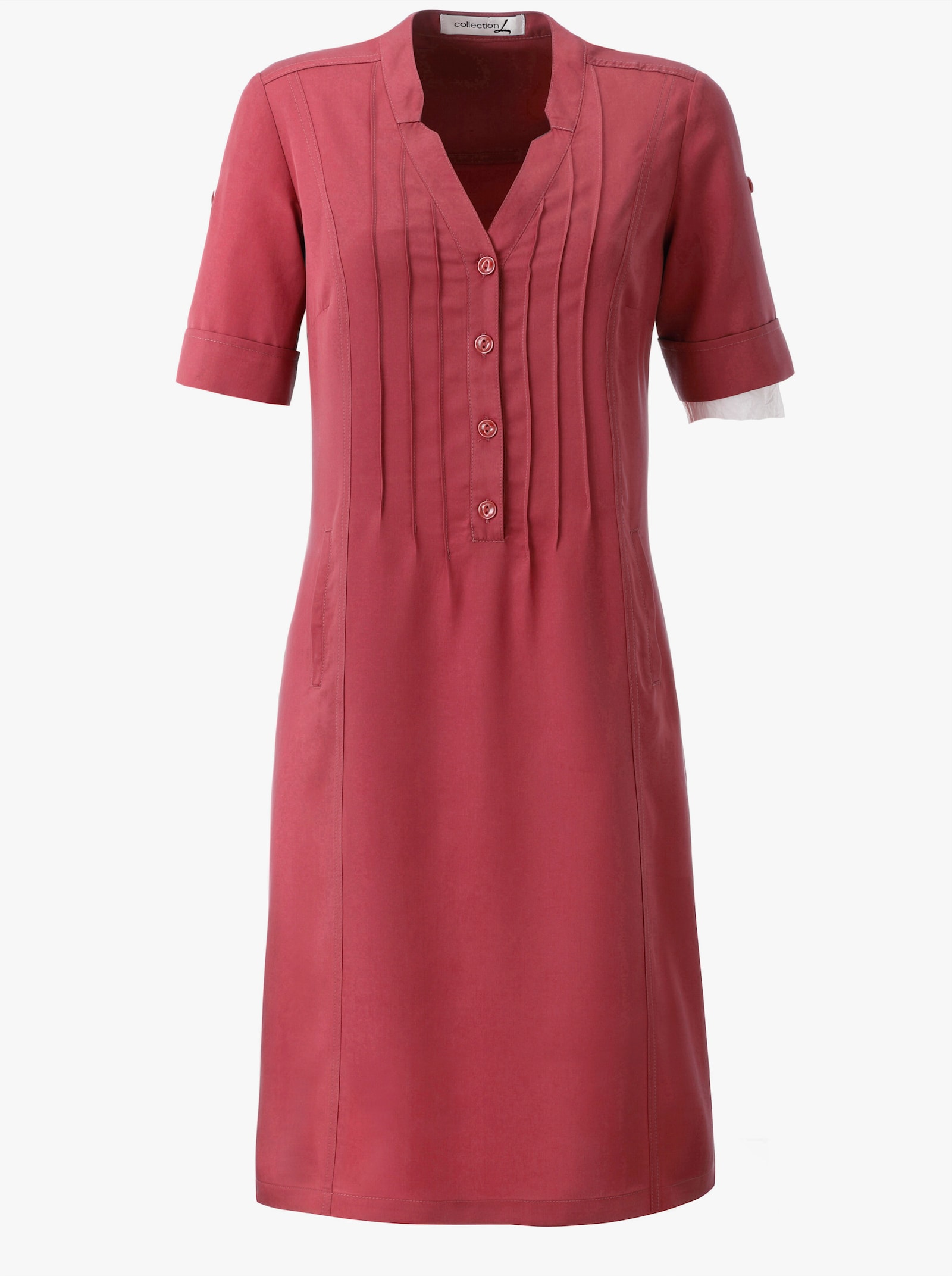 Sommerkleid mit Biesen-Verzierung - himbeerrot