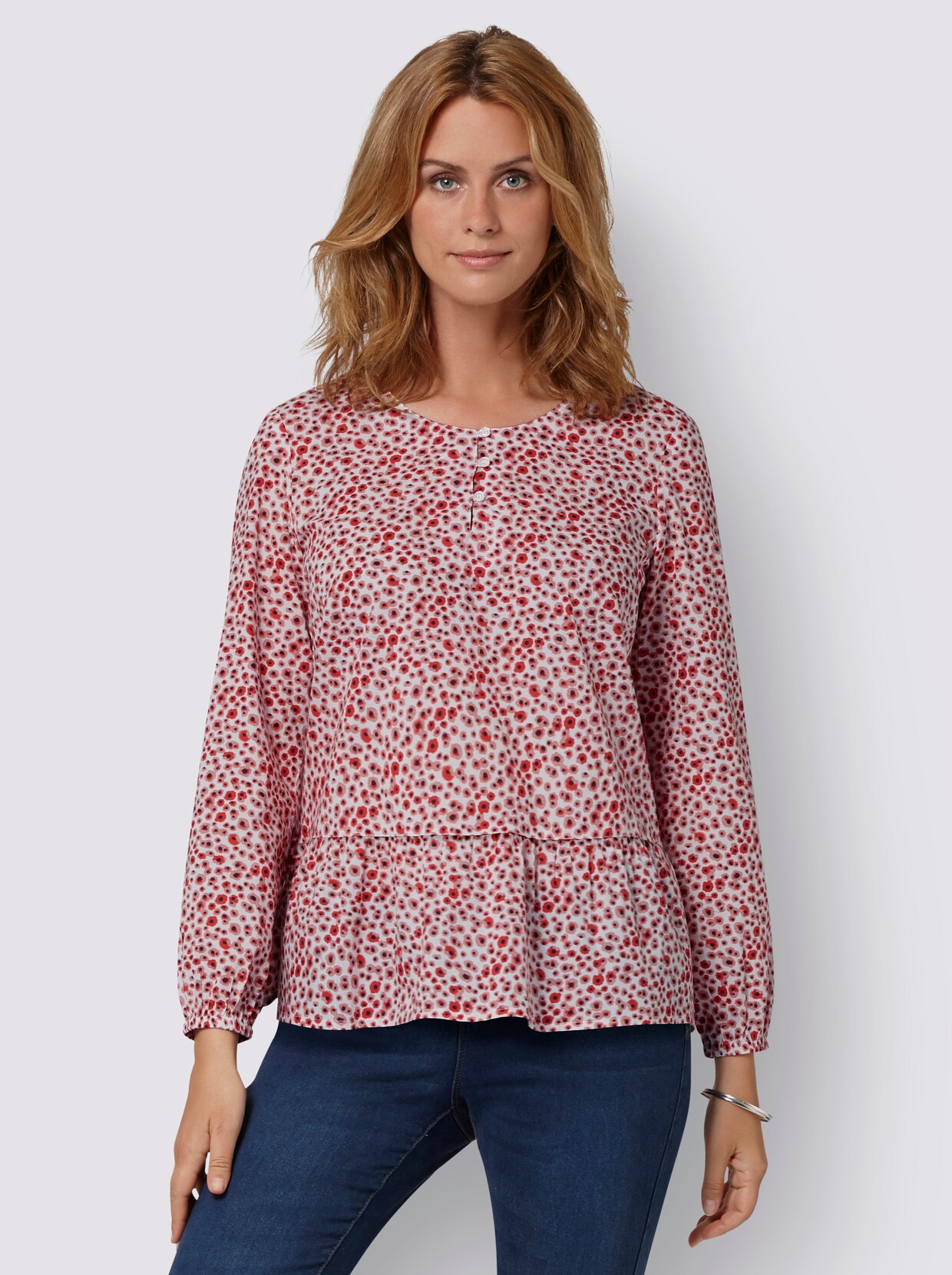 Blouse met lange mouwen - langoustine/rozenkwarts gedessineerd