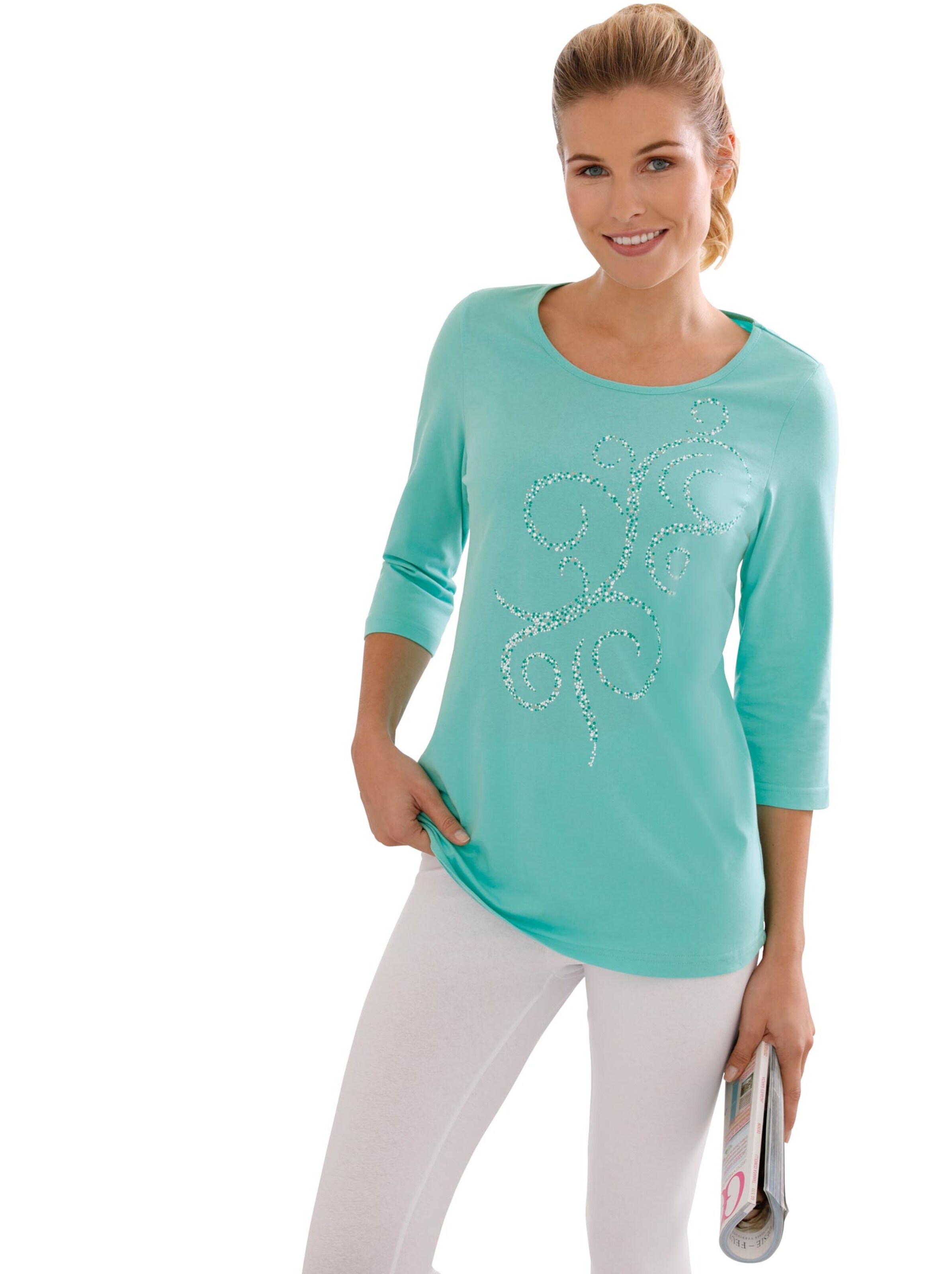 Freizeitshirt - türkis-bedruckt