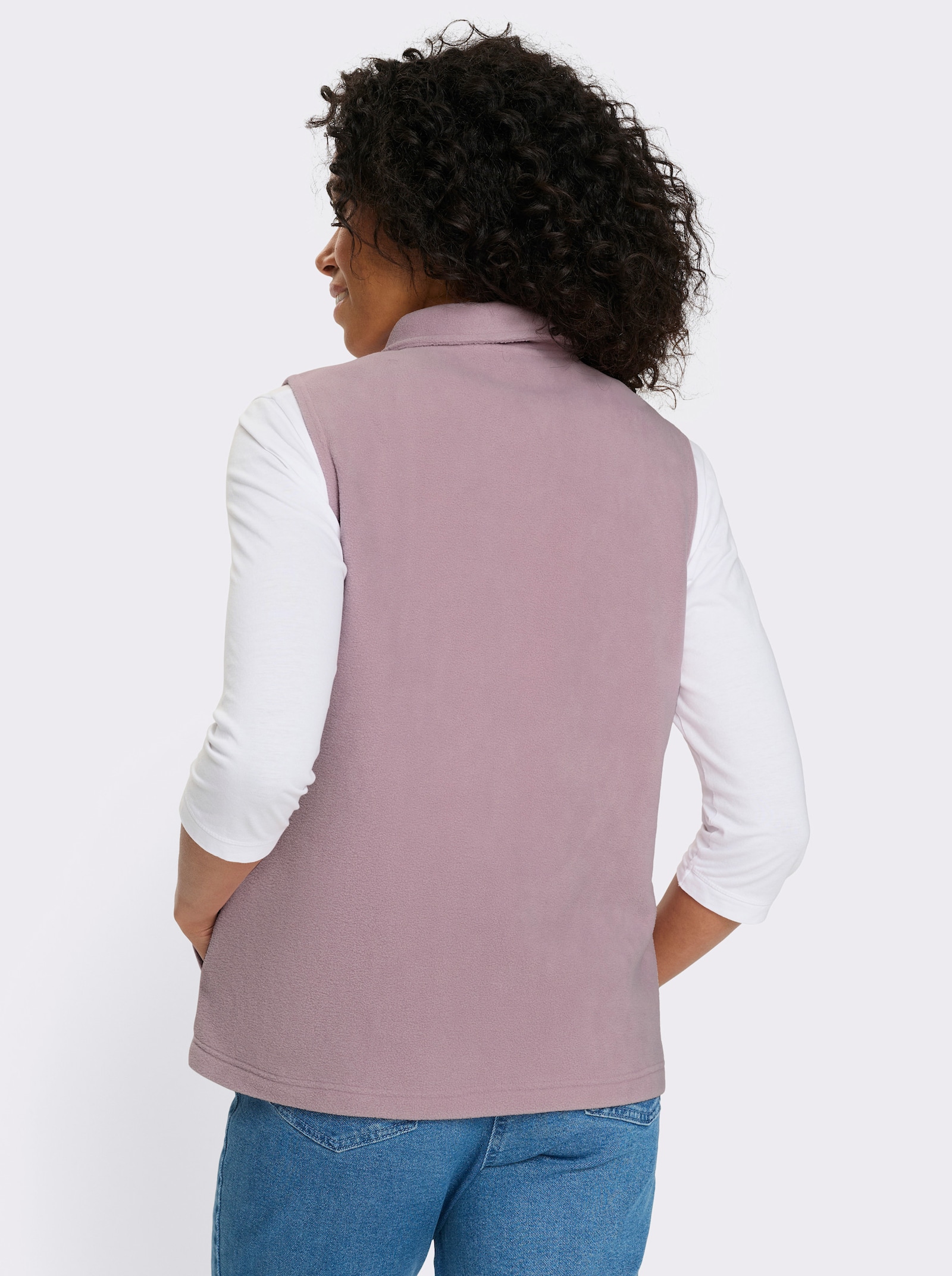 Fleecegilet met opstaande kraag - mauve