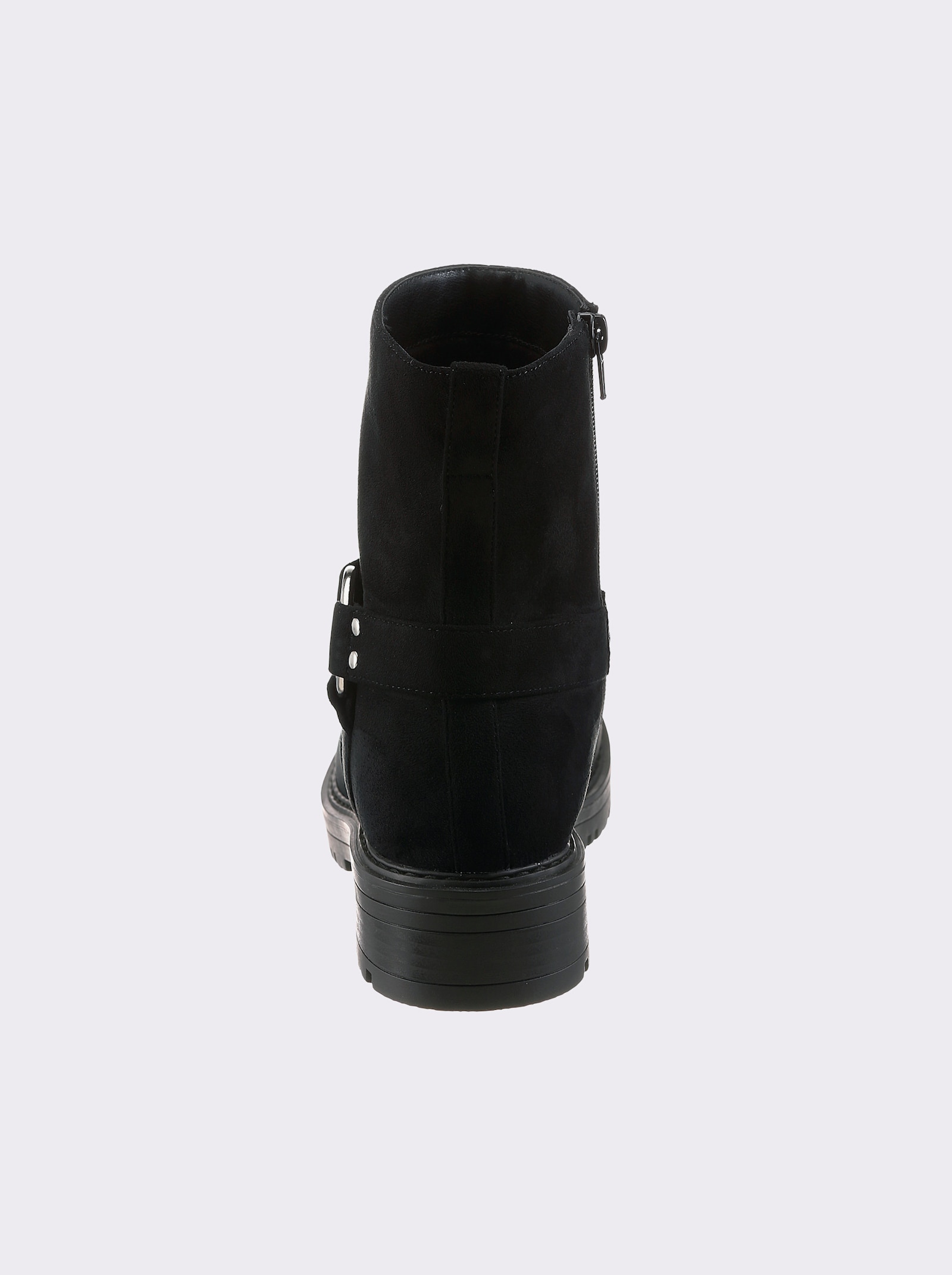 Stiefelette mit silberfarbener Zierschnalle - schwarz