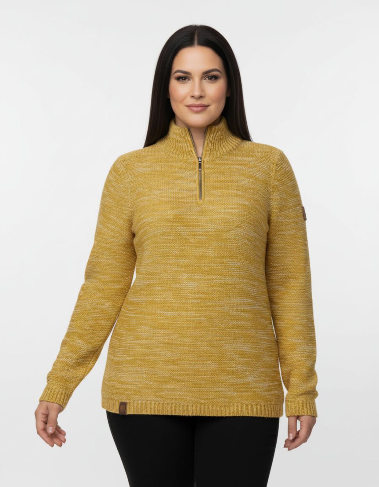 Troyer mit gerippten Abschlüssen - ocker-meliert