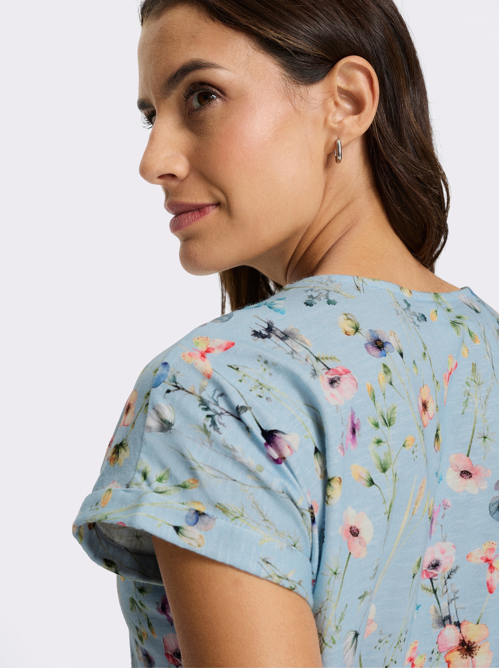 Print-Shirt mit Ärmel-Aufschlag - hellblau-bedruckt