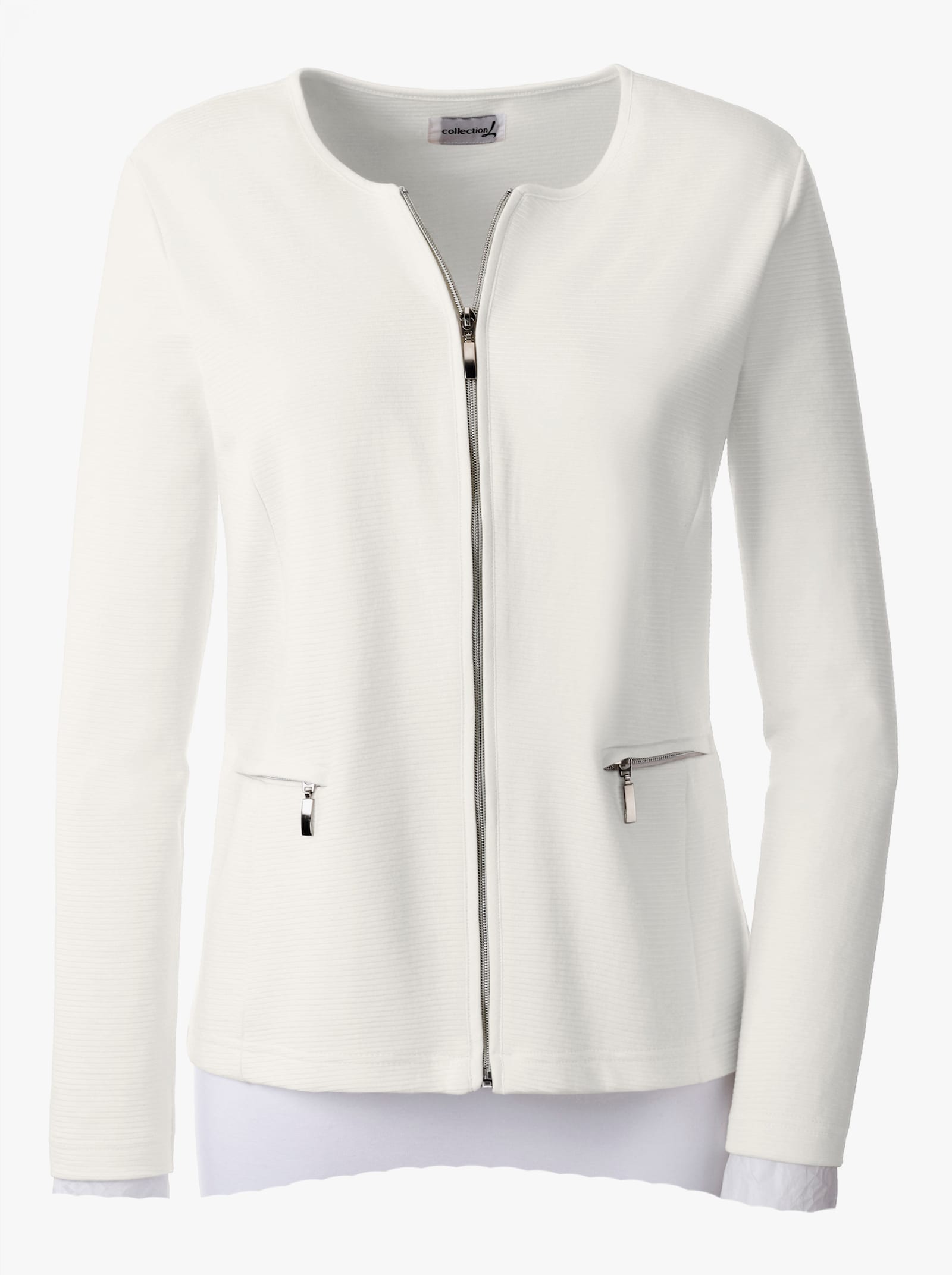 Shirtblazer in Ripp-Optik - weiss