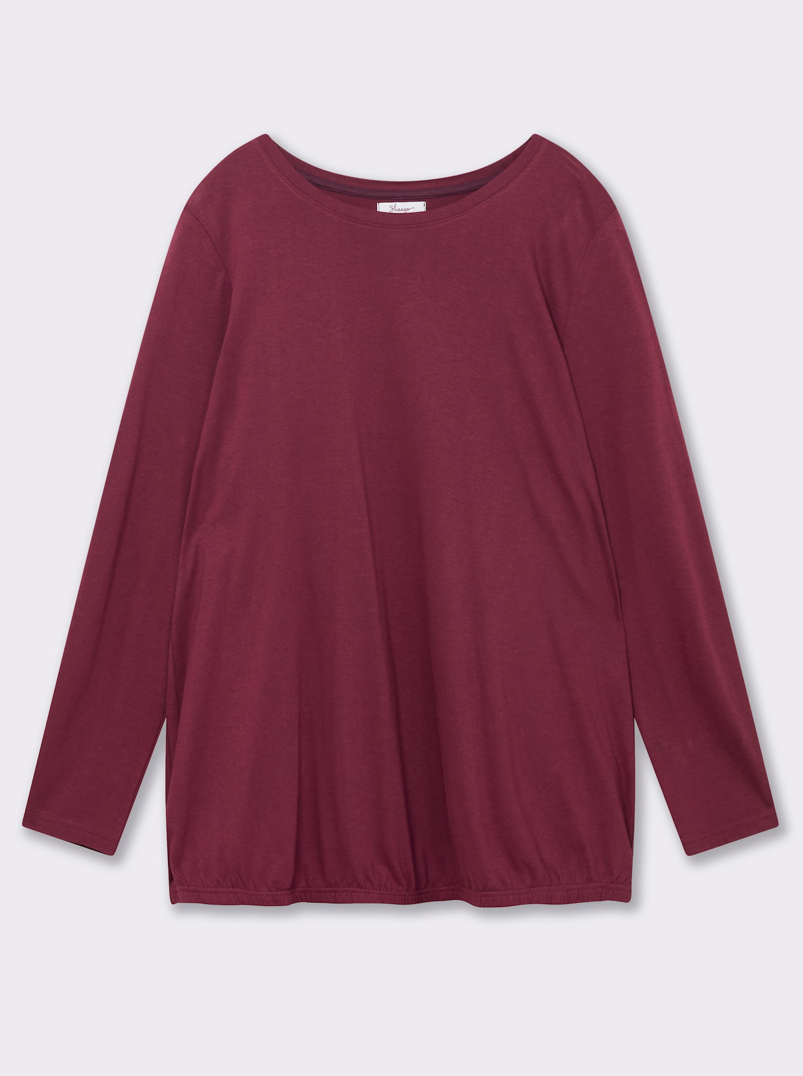 sheego Shirt mit Gummizug am Saum - bordeaux-burgund