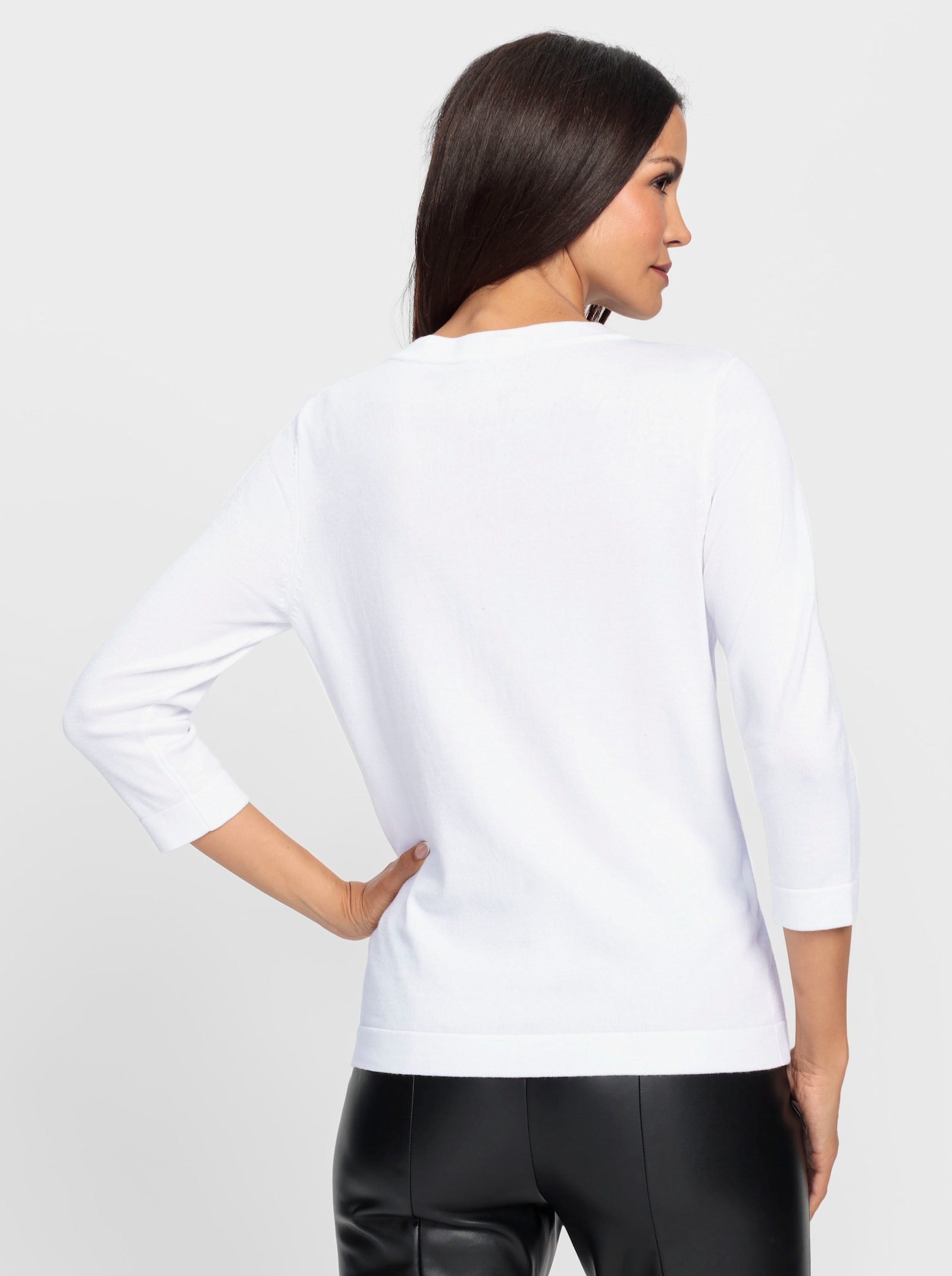 heine Pull à manches 3/4 avec nœud - blanc