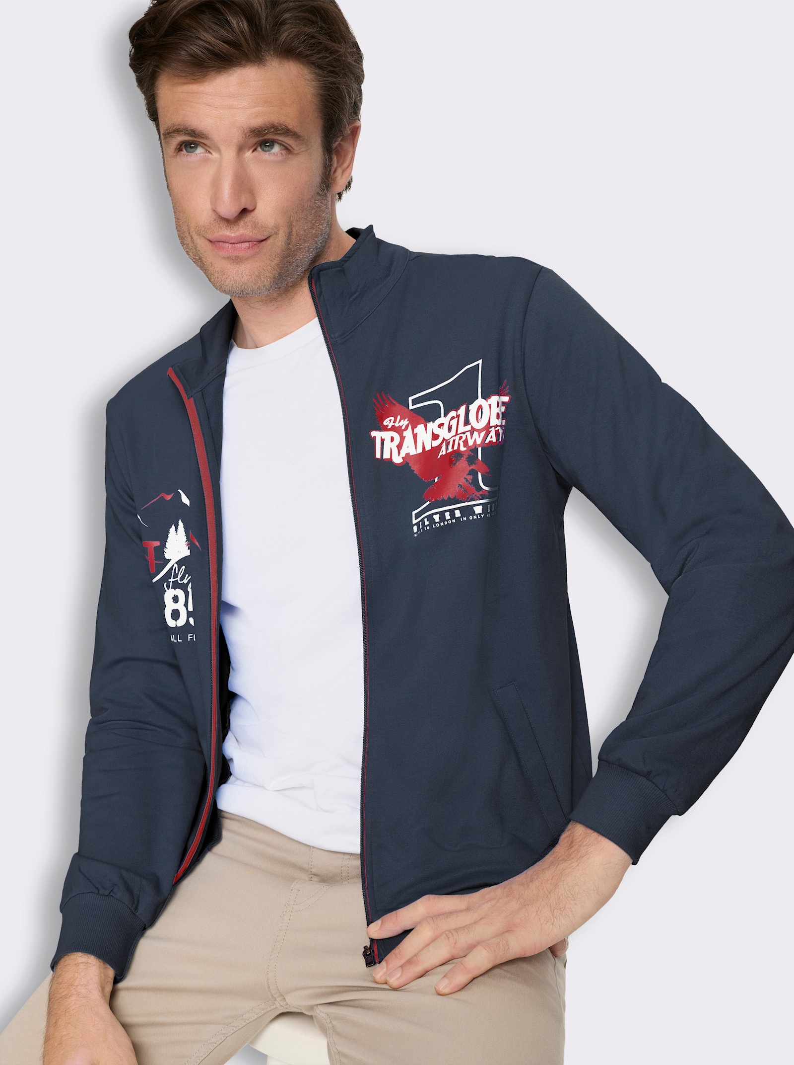 Shirtjacke mit Prints - dunkelblau