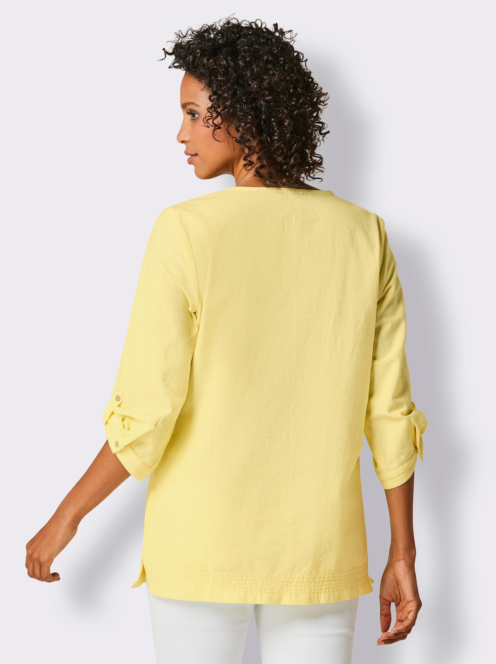 CREATION L PREMIUM Leinenbluse im Tunika-Stil - zitrone