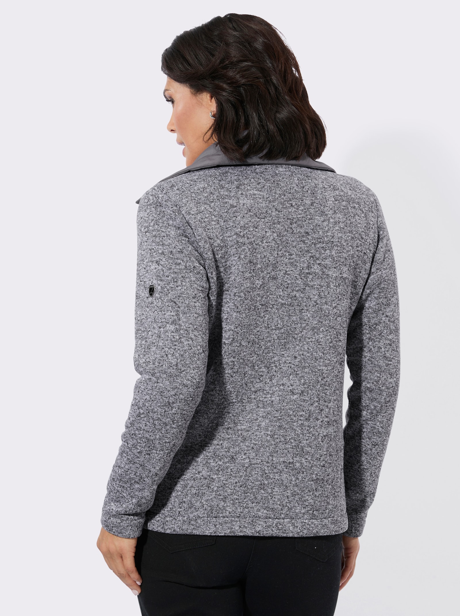 Fleecejacke mit Druckknöpfen - anthrazit-meliert