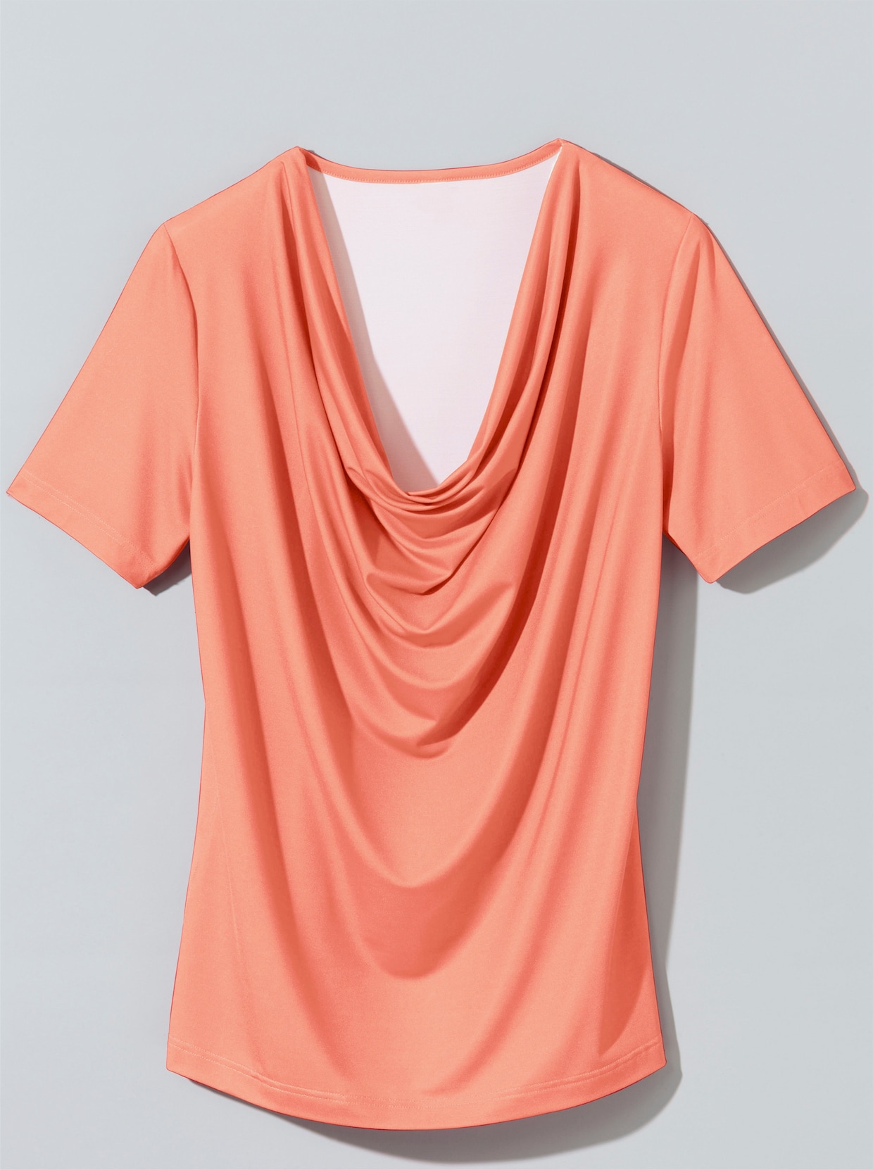 Tričko s vodopádovým golierom - mandarínková