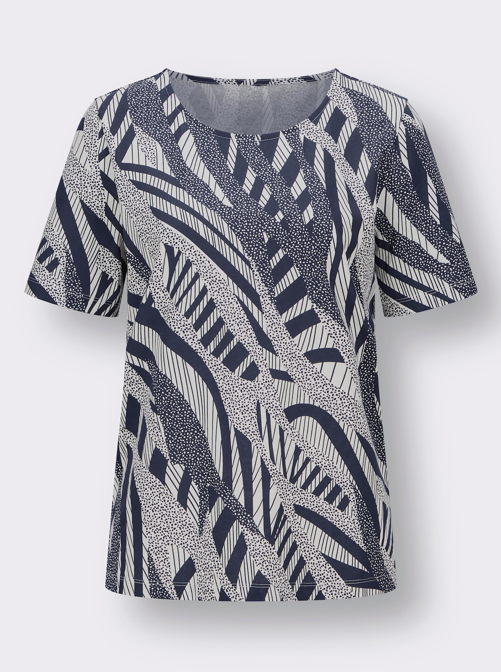 Kurzarmshirt im Fantasie-Druck - marine-ecru-bedruckt