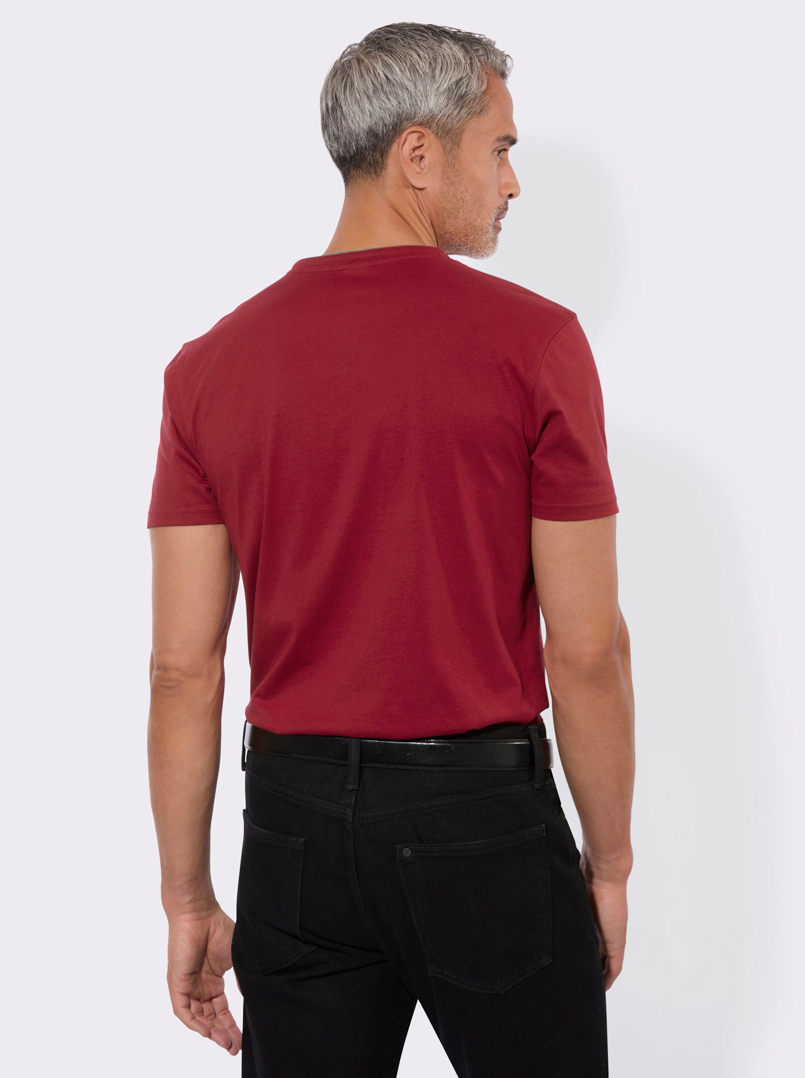 Henleyshirt mit kleinem Druck-Motiv - kirsche