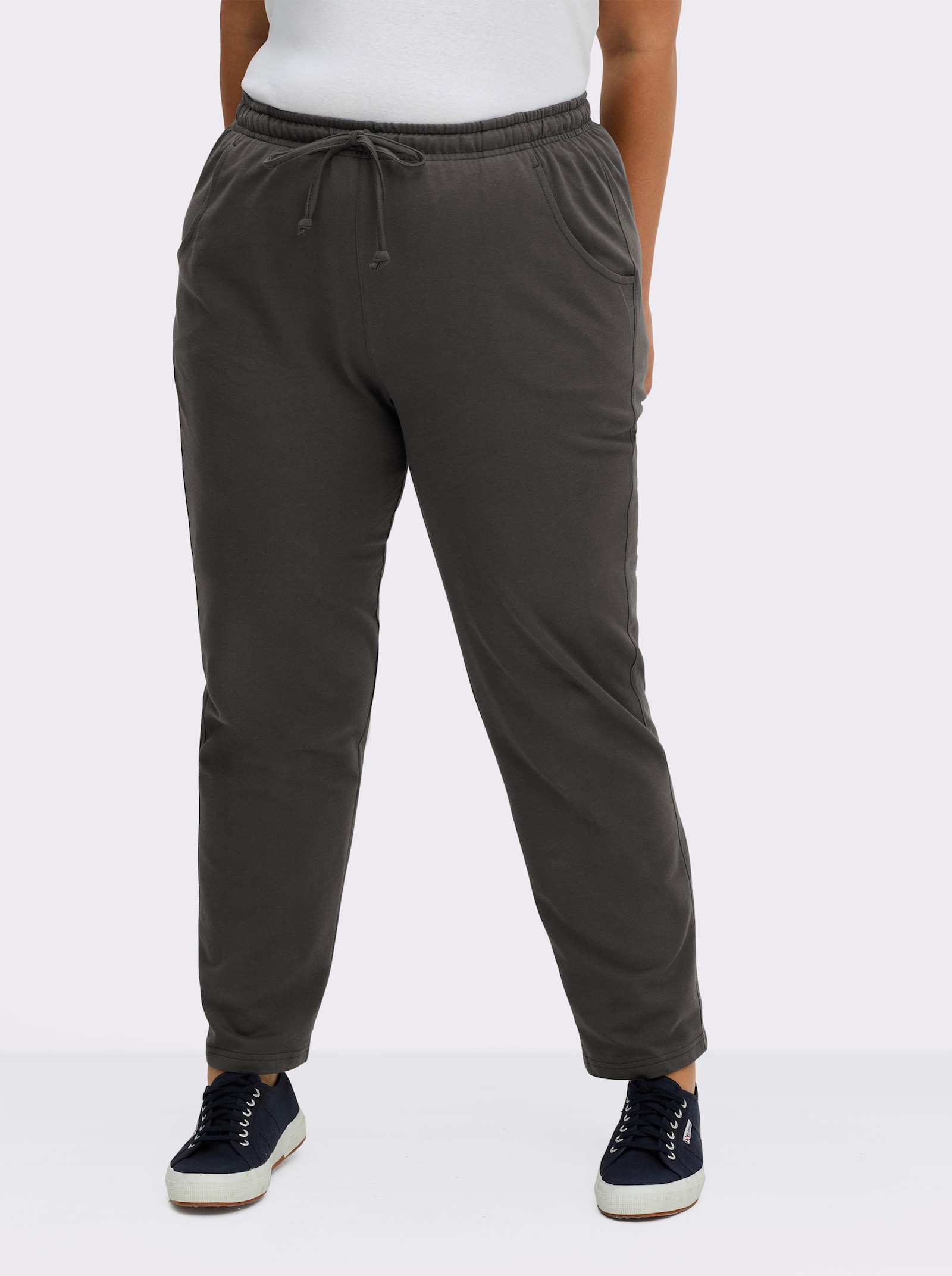 Jerseyhose mit Tunnelzug und Bindeband - graphit