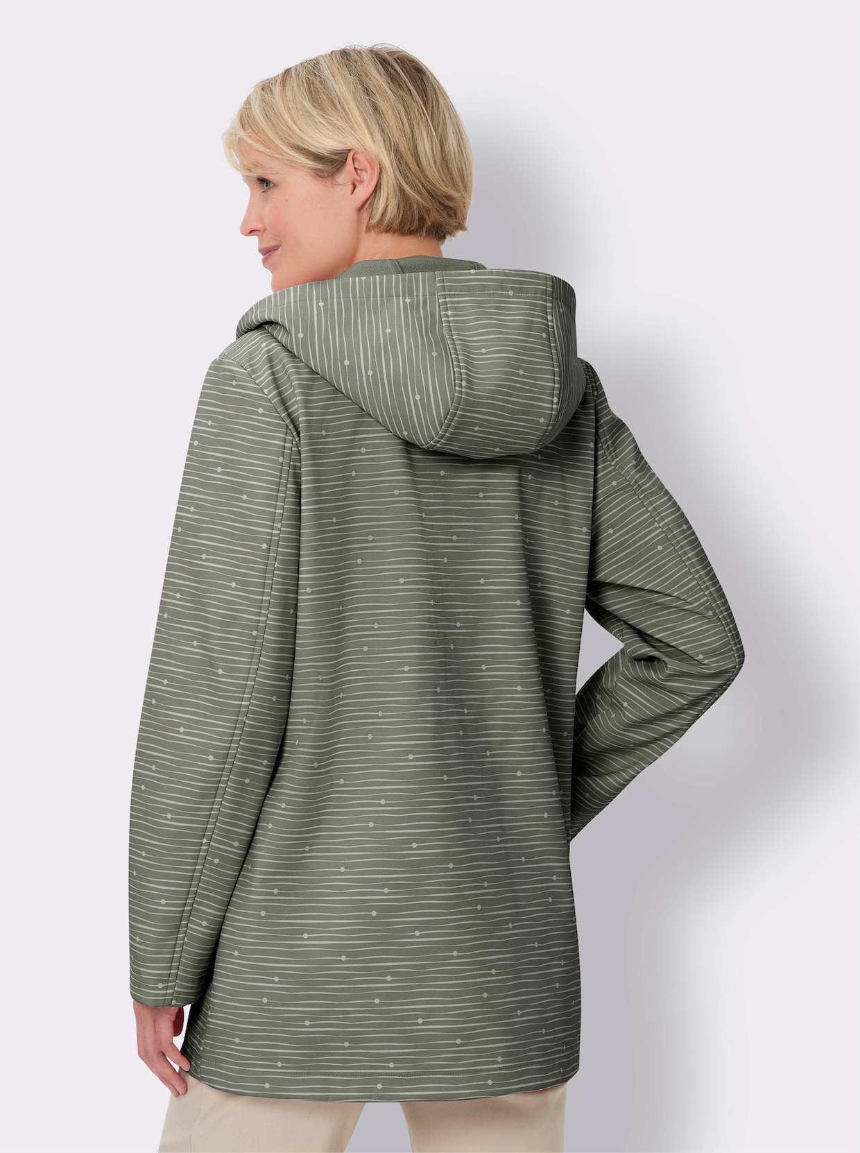 Softshelljacke - khaki-ecru-bedruckt