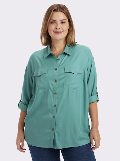Hemdbluse aus reiner Viskose - salbei
