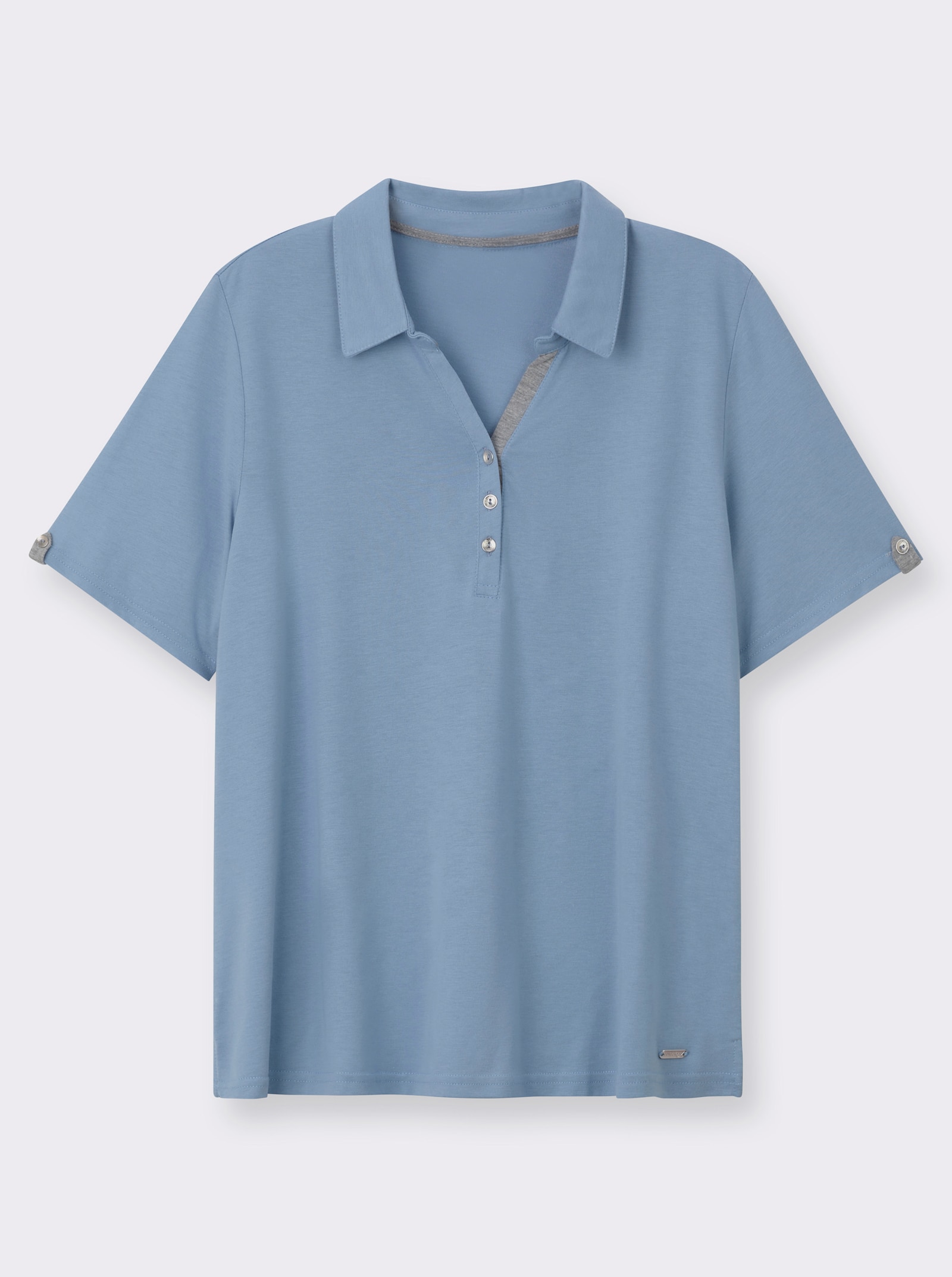 Poloshirt mit Zierriegel - bleu