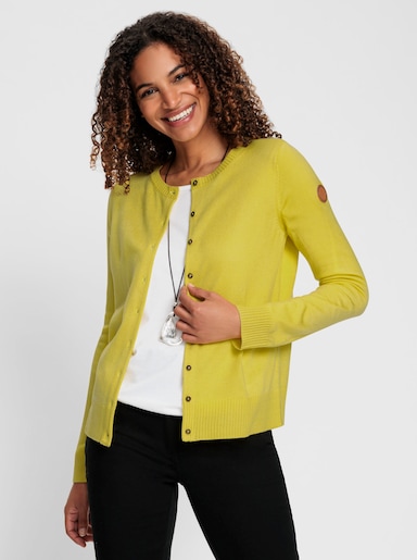 Strickjacke mit Knöpfen in Horn-Optik - limone