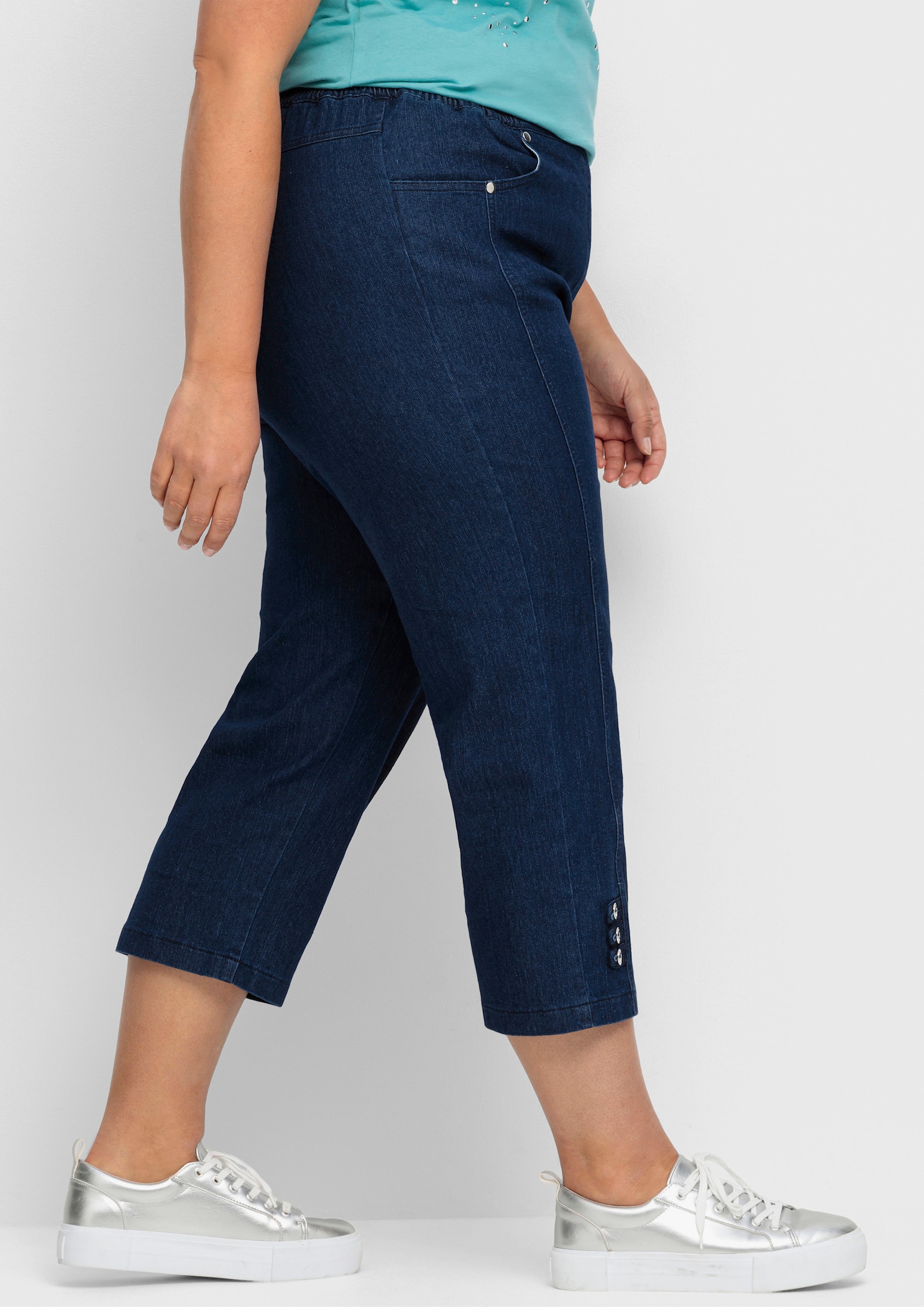 7/8-Jeans mit Zierriegel am Abschluss - blue-stone-washed