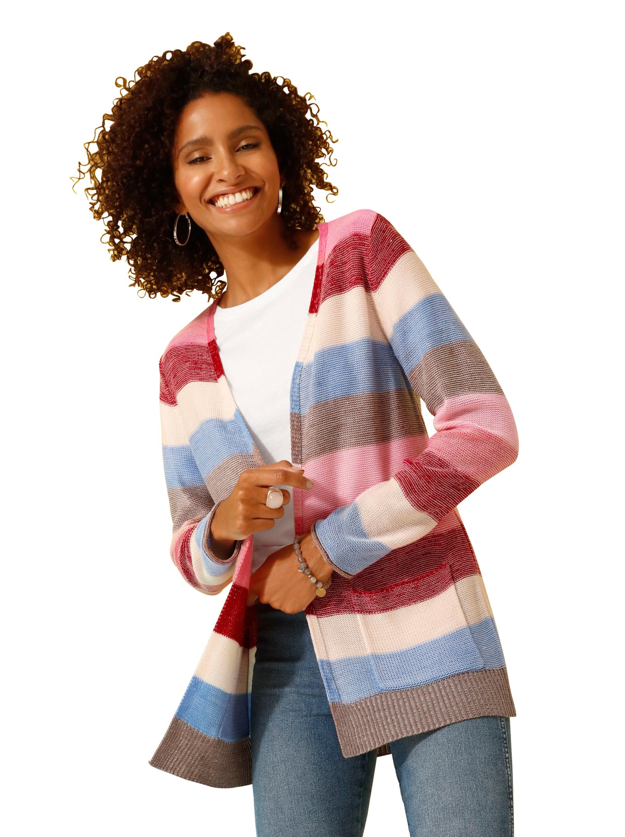 Strickjacke - rosé-geringelt