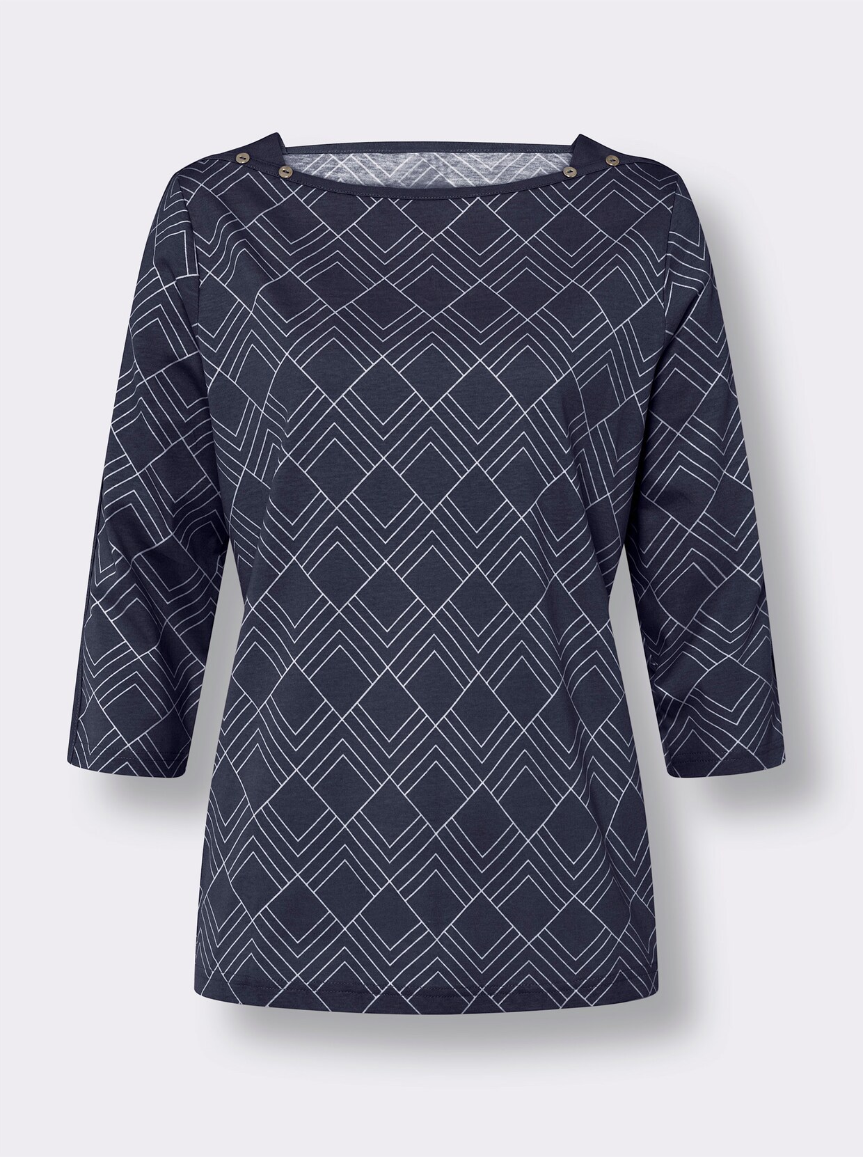 Shirt met 3/4-mouw - marine/ecru geprint