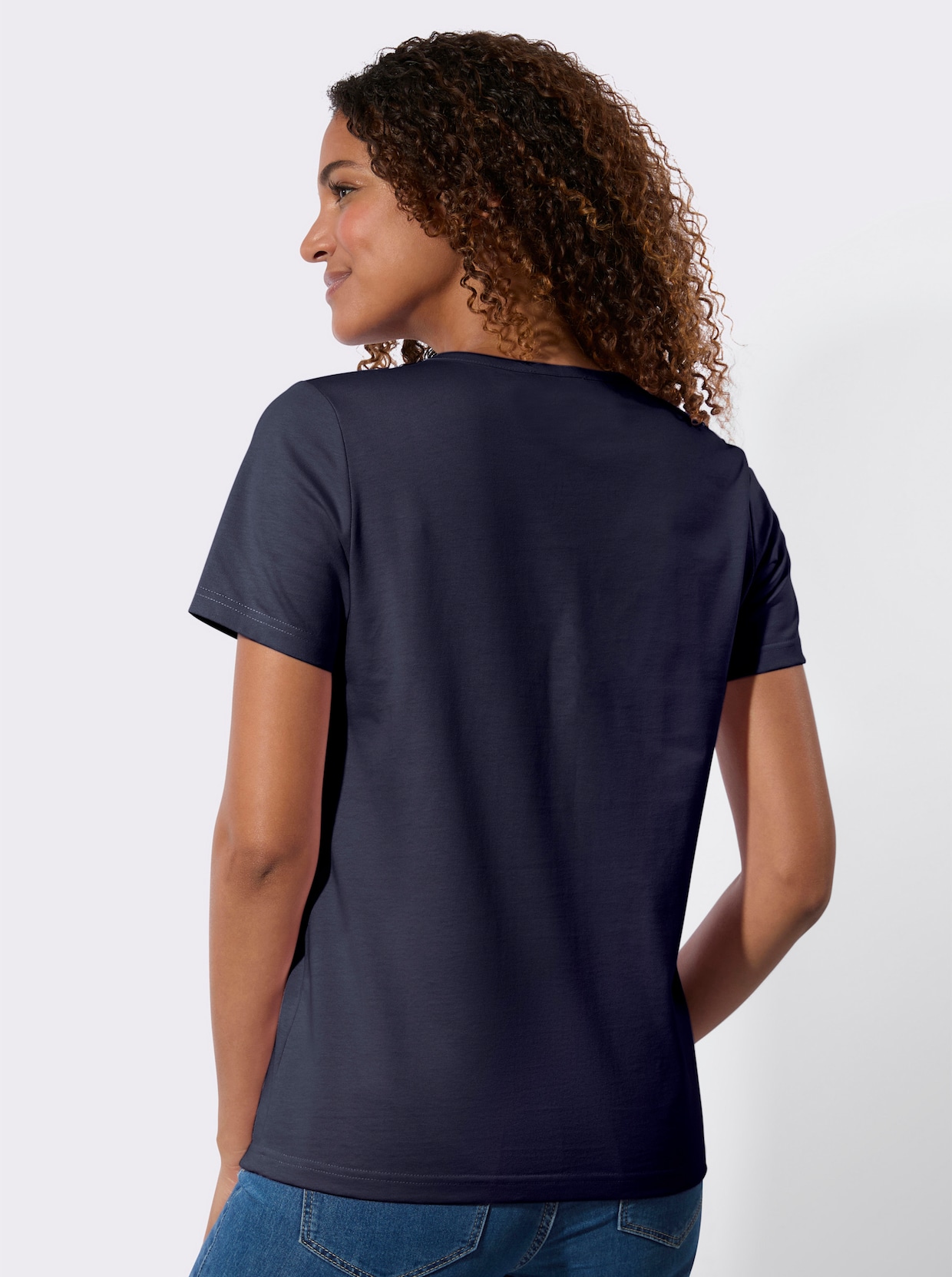 Kurzarmshirt - marine + ecru