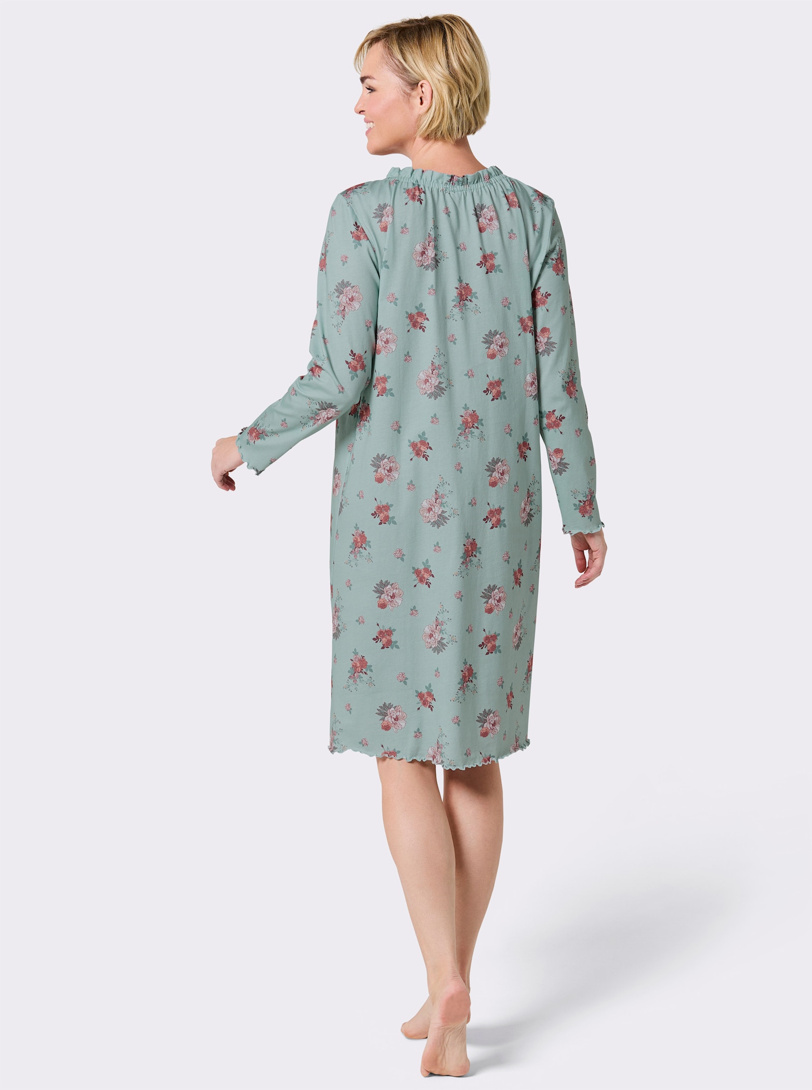 wäschepur Nachthemd - kalkmint-ecru-bedruckt