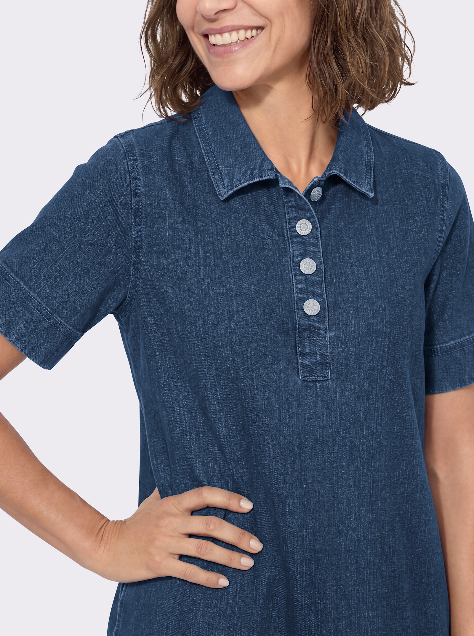 Jeanskleid in figurfreundlicher A-Linie - blue-stone-washed