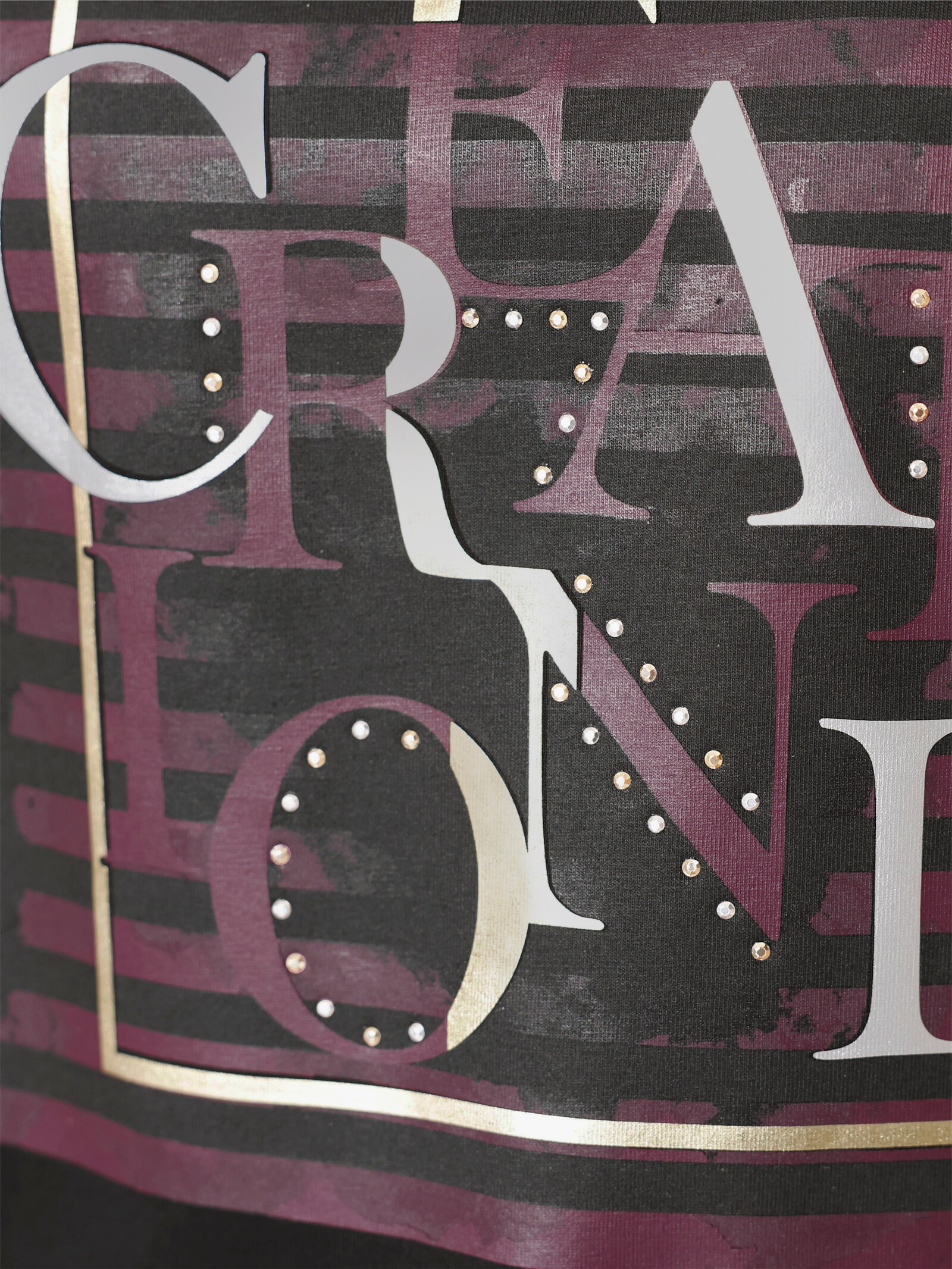 3/4-Arm-Shirt mit Foliendruck - schwarz-goldfarben-bedruckt