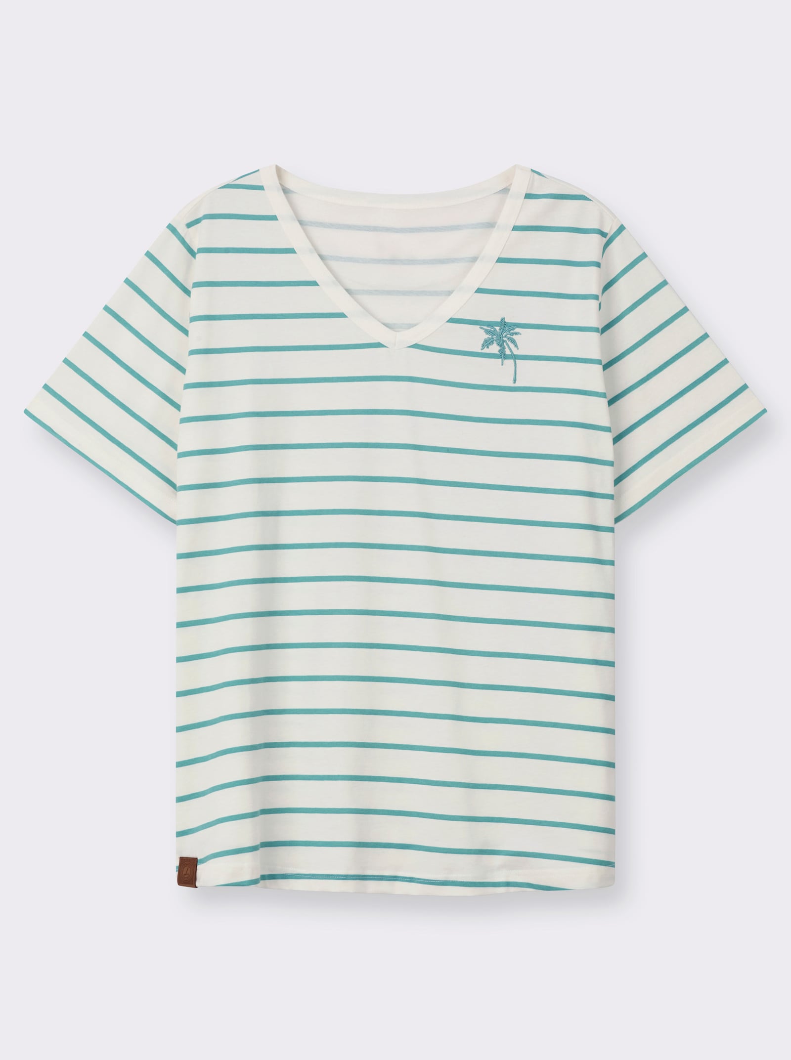  Shirt mit Stickerei, geringelt - salbei-ecru-geringelt