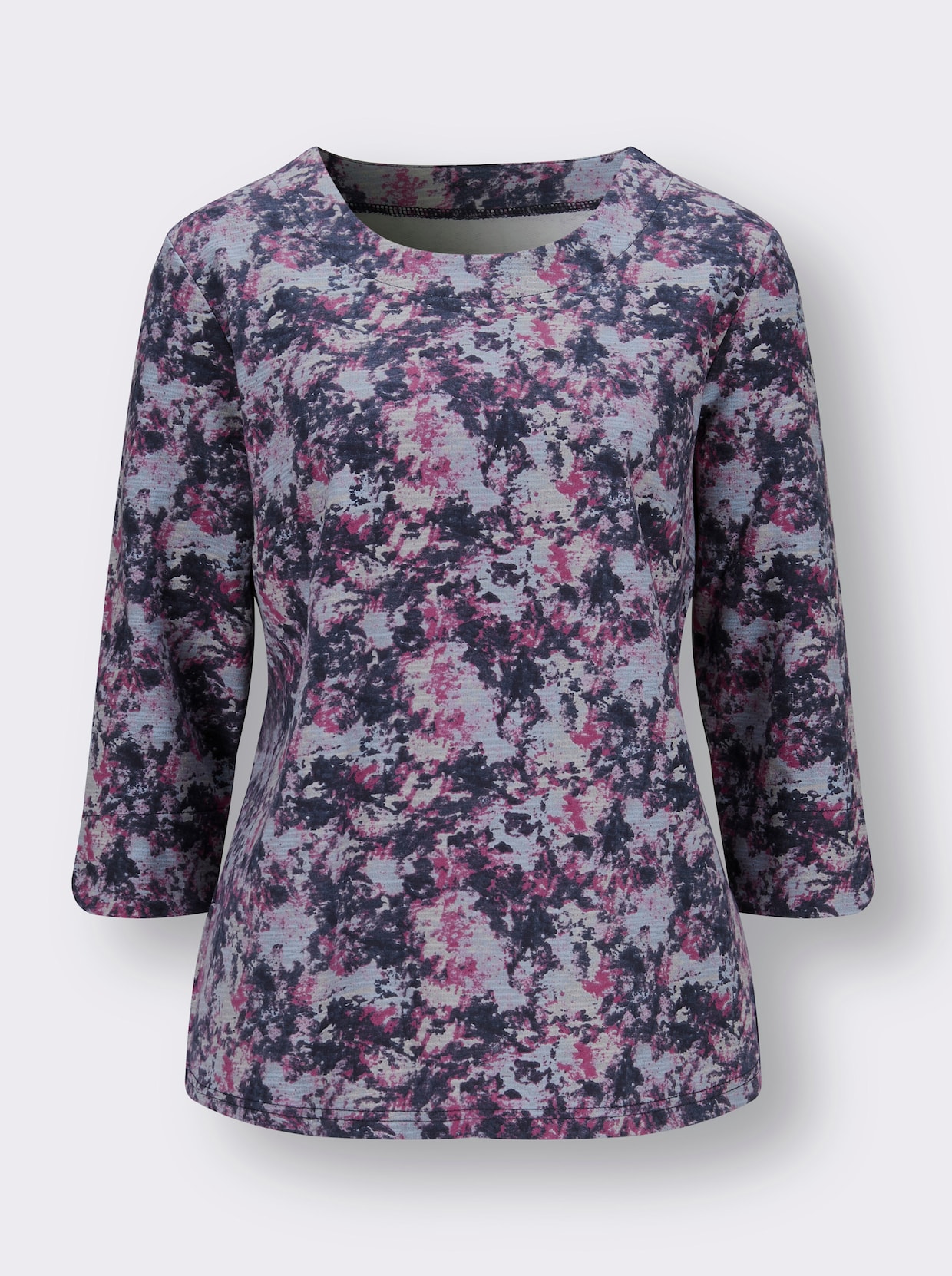 Shirt met 3/4-mouw - orchidee/marine bedrukt