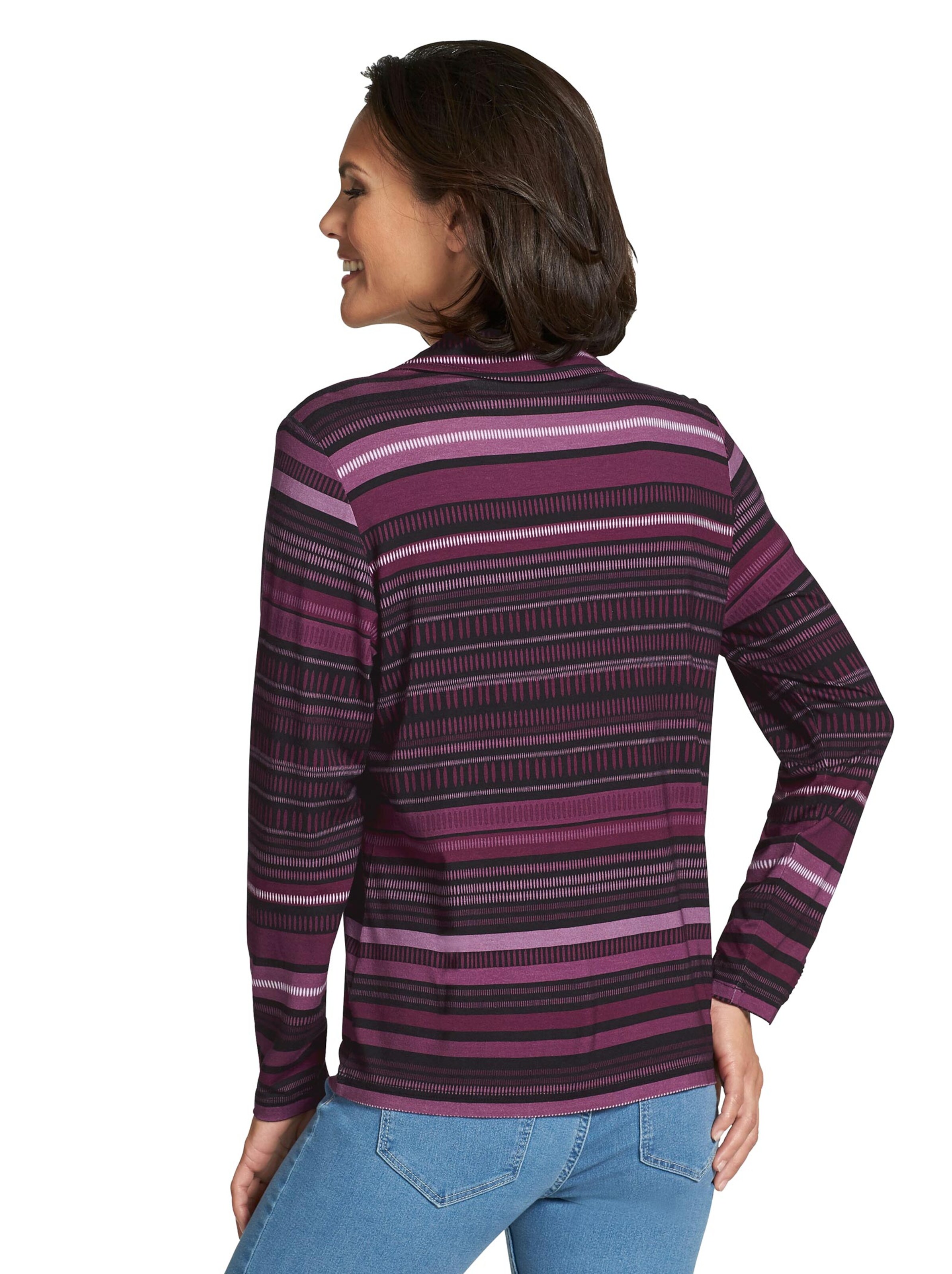 Collection L Poloshirt - brombeer-geringelt