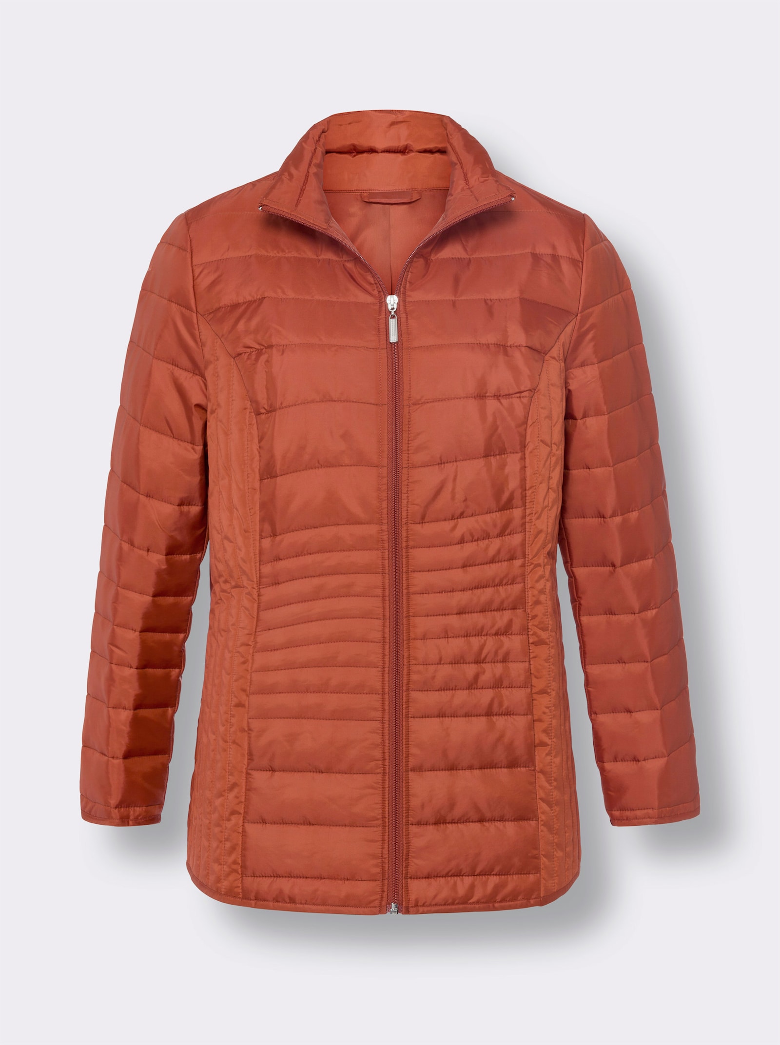 Steppjacke mit vertikalem Muster - rostrot