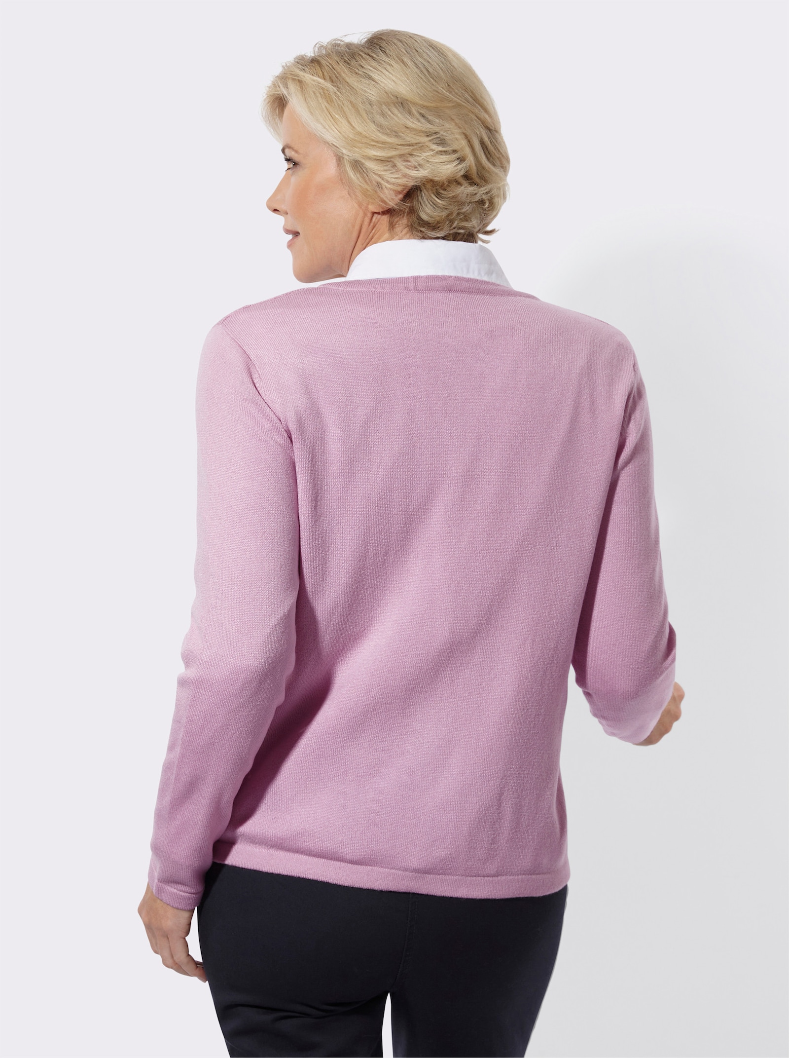 Strickjacke mit Rauten-Muster - rosé