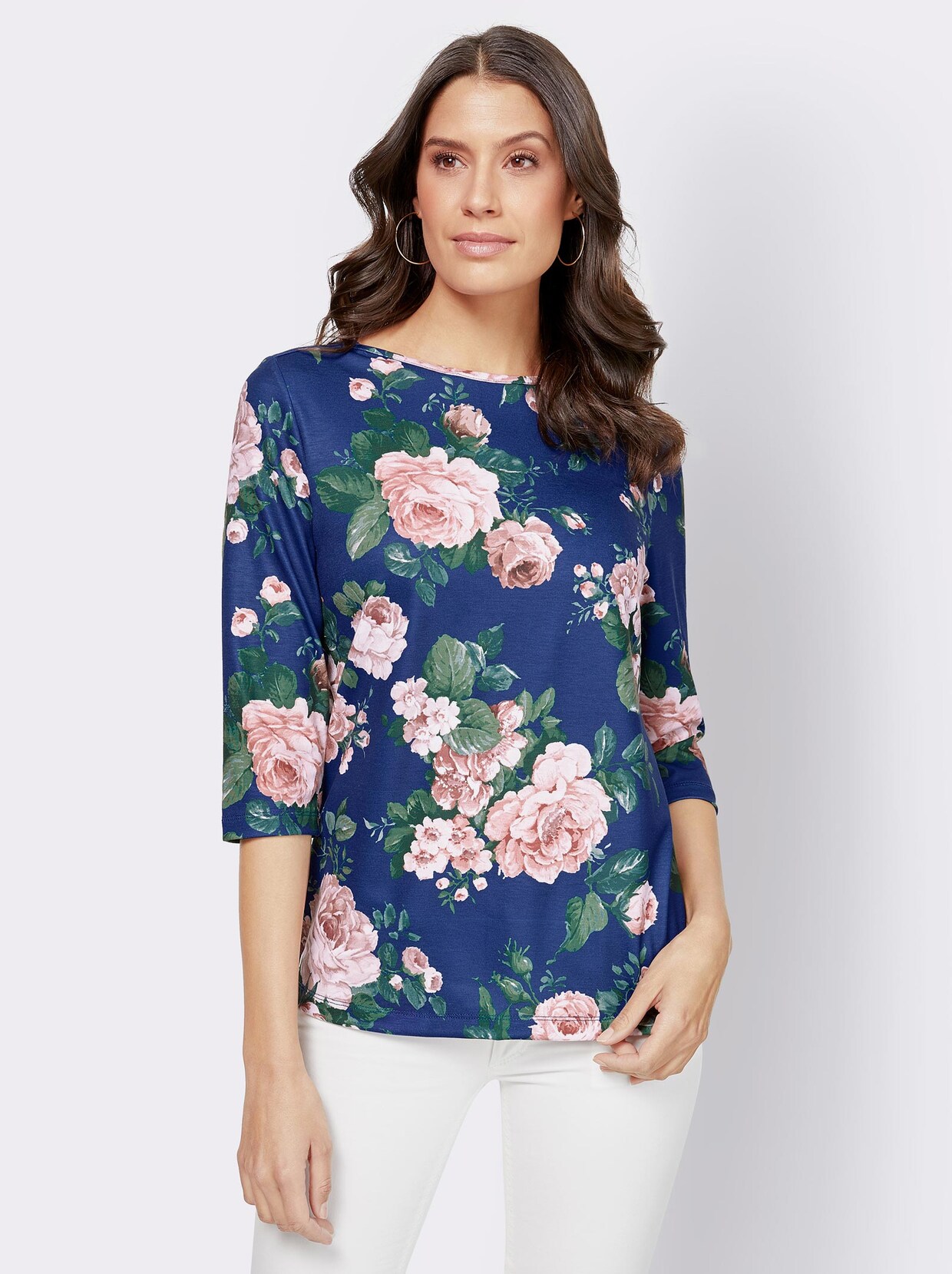 3/4-Arm-Shirt - royal-bedruckt