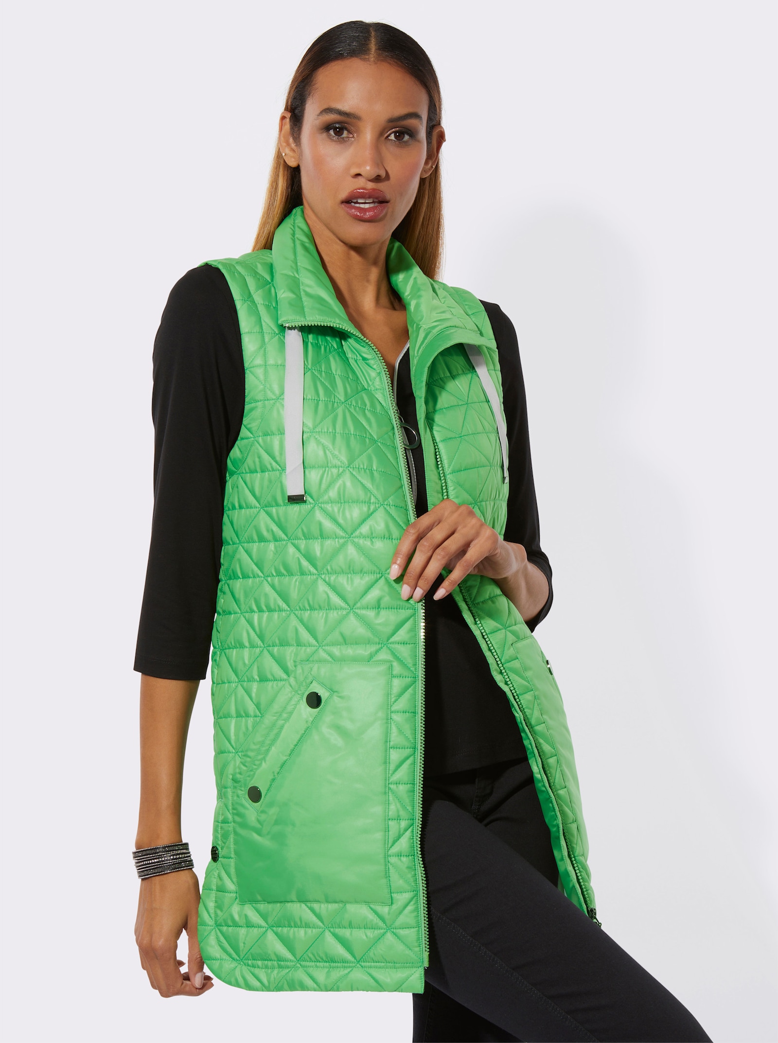 Steppweste mit 2-Wege-Taschen - apfel