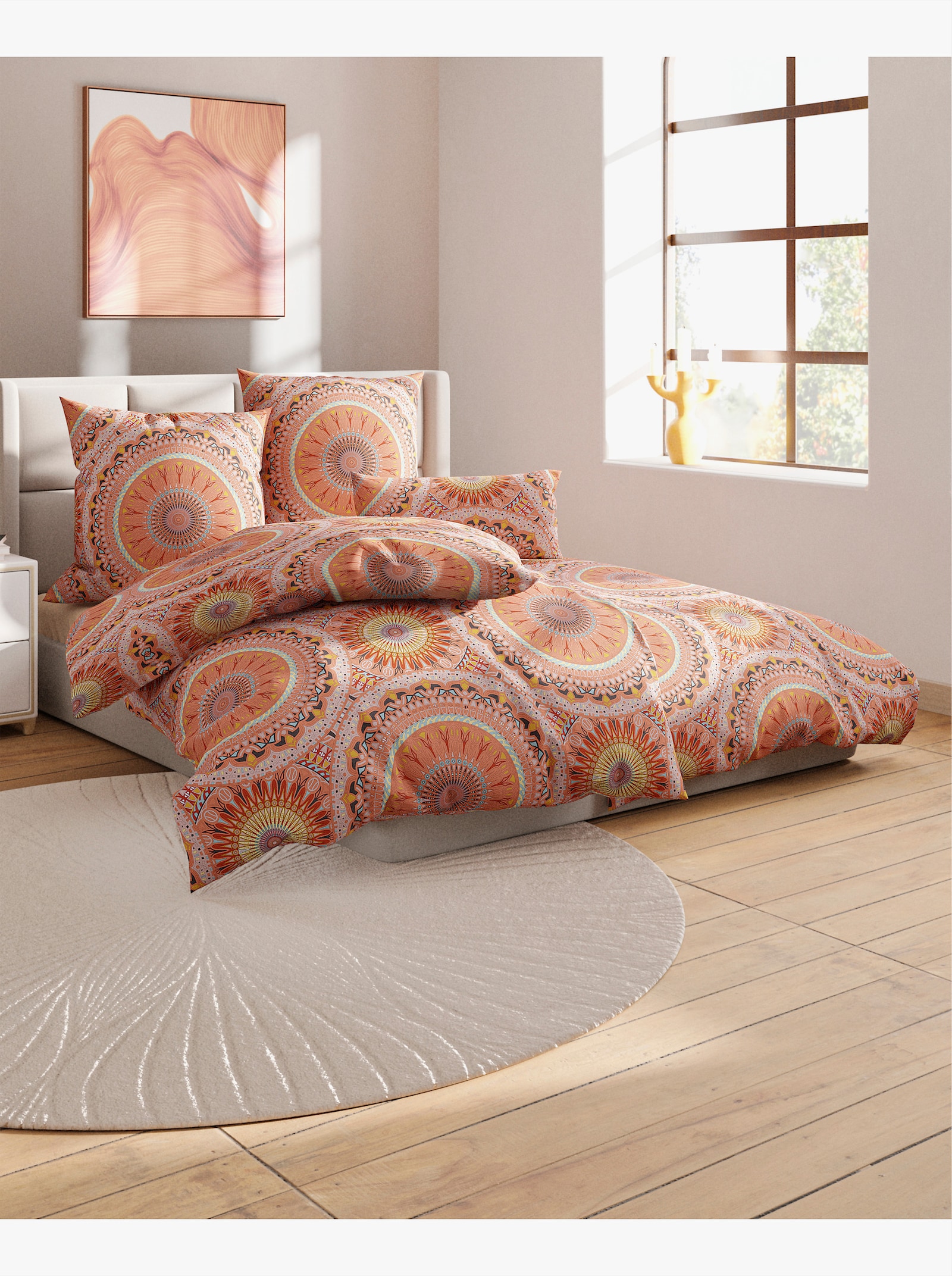 wäschepur Bettwäsche - papaya-rostrot-bedruckt