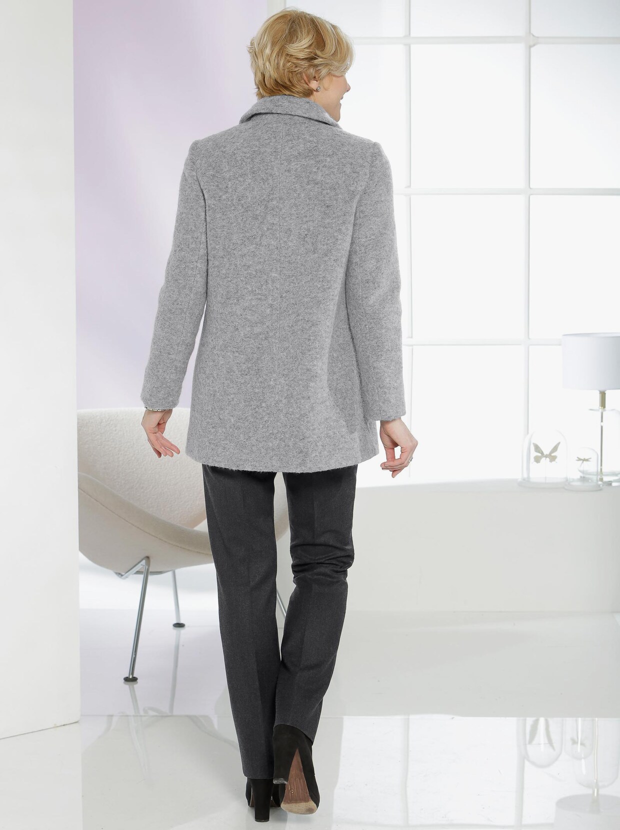 Wolljacke - grau-meliert