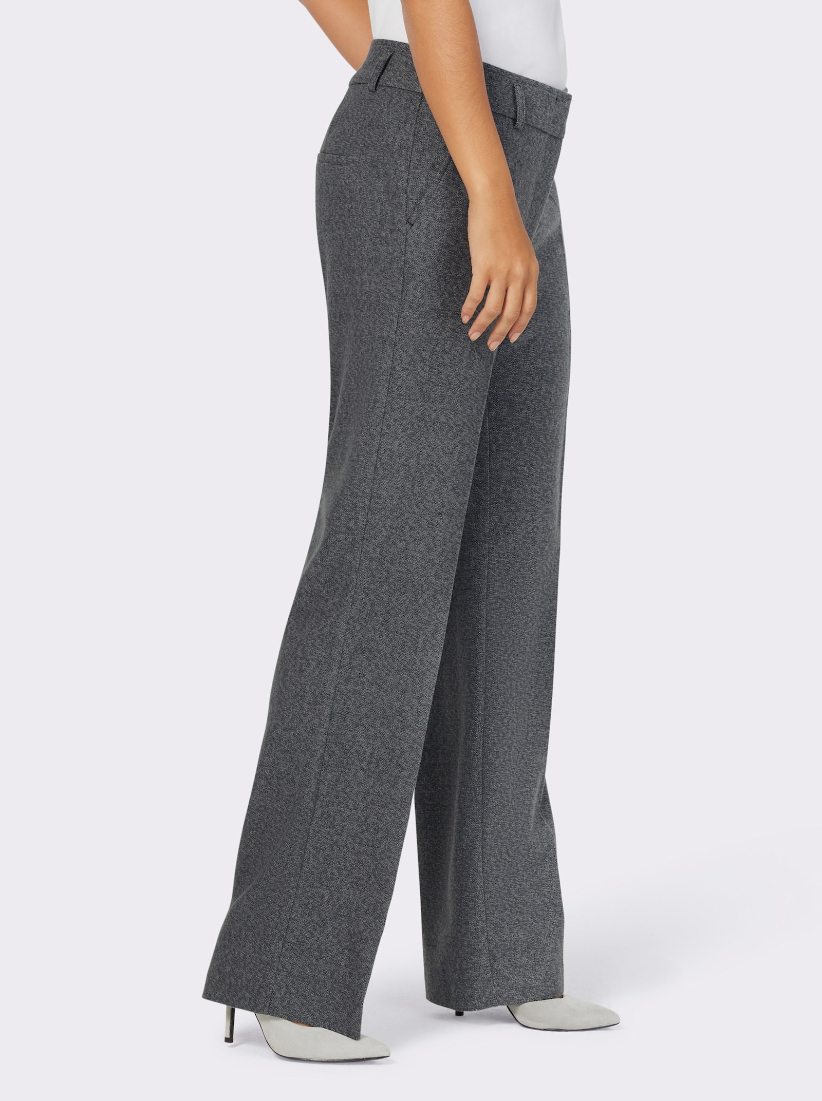 Bügelfaltenhose in Melange-Look - anthrazit-meliert