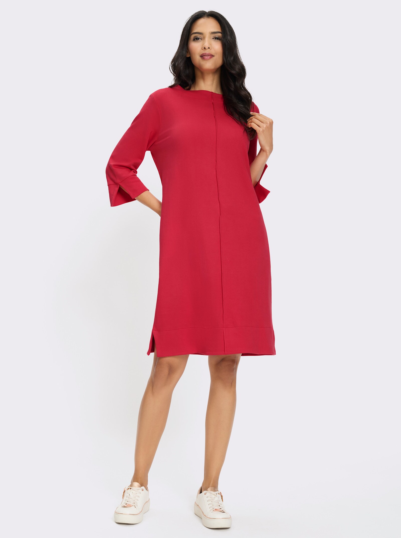 Jerseykleid mit U-Boot-Ausschnitt - erdbeere