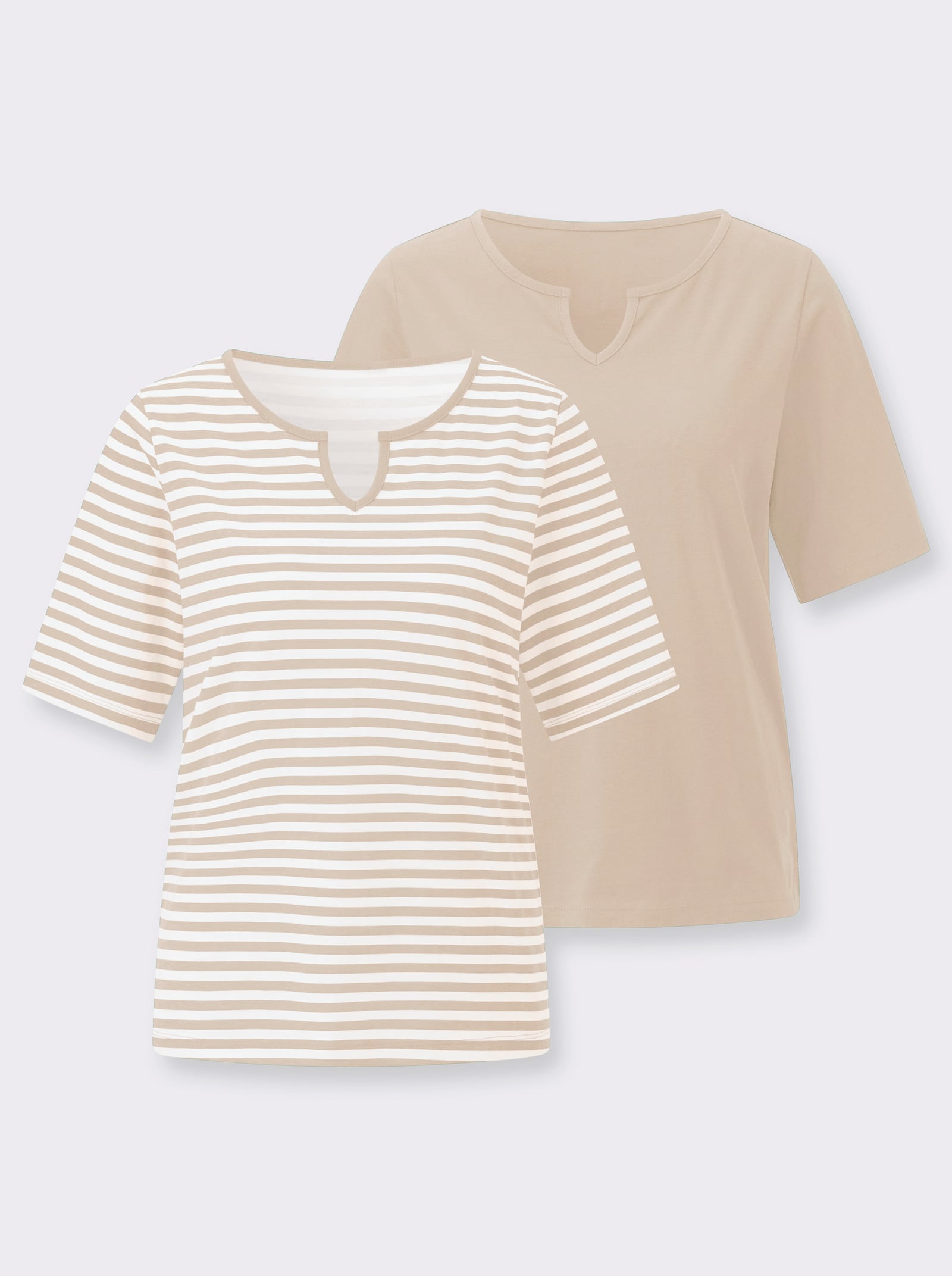 Shirt-Set mit kurzen Ärmeln - sand