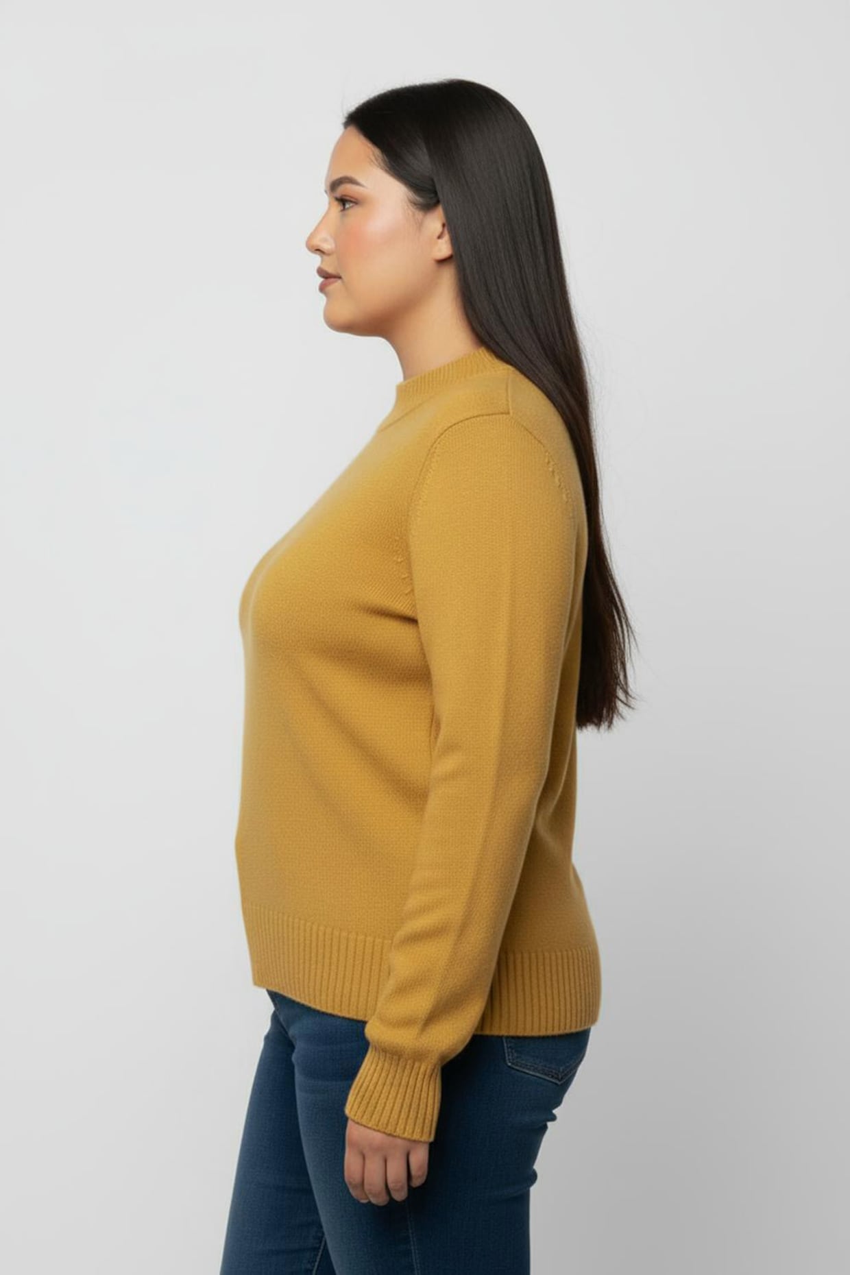 Stehkragenpullover mit Baumwolle - maisgelb