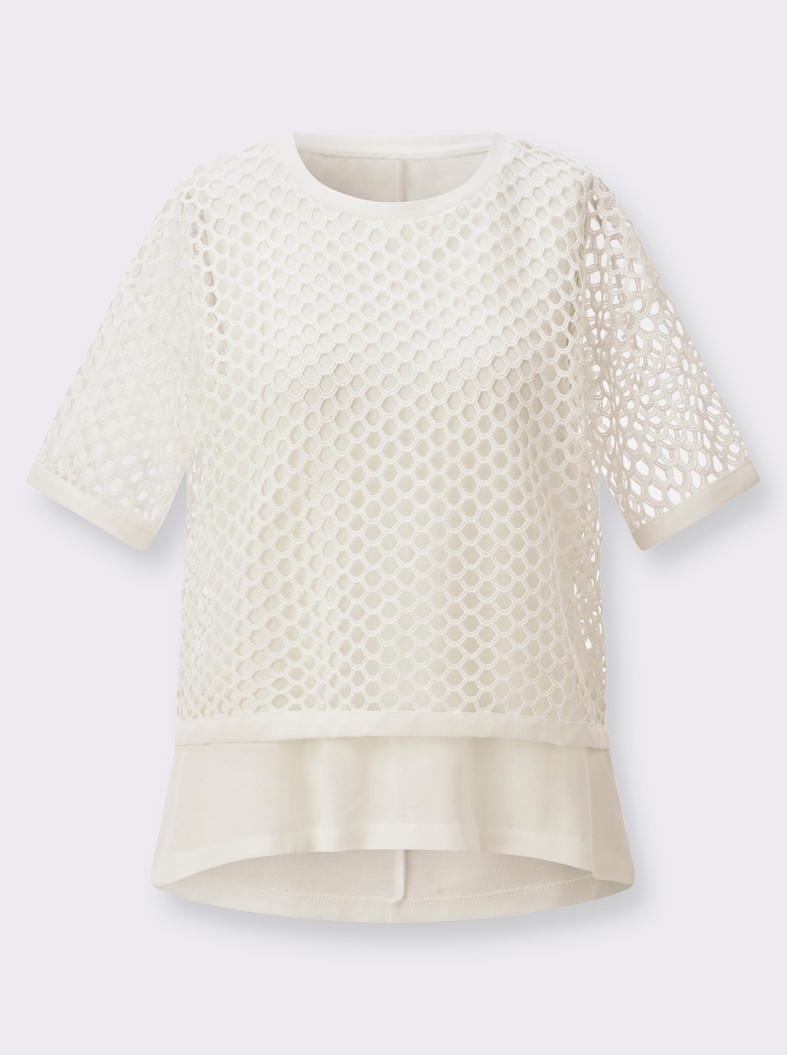 Spitzenshirt mit Knöpfen hinten - weiß