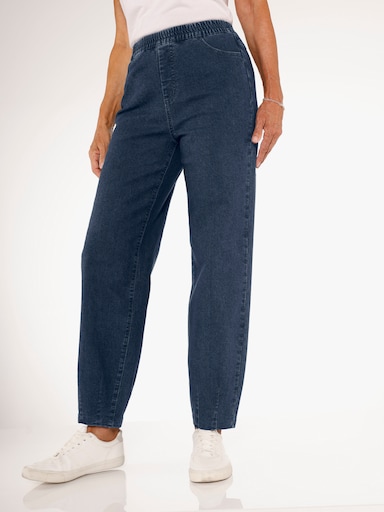 Schlupfjeans Mom-Schnitt mit weiteren Oberschenkeln - blue-stone-washed