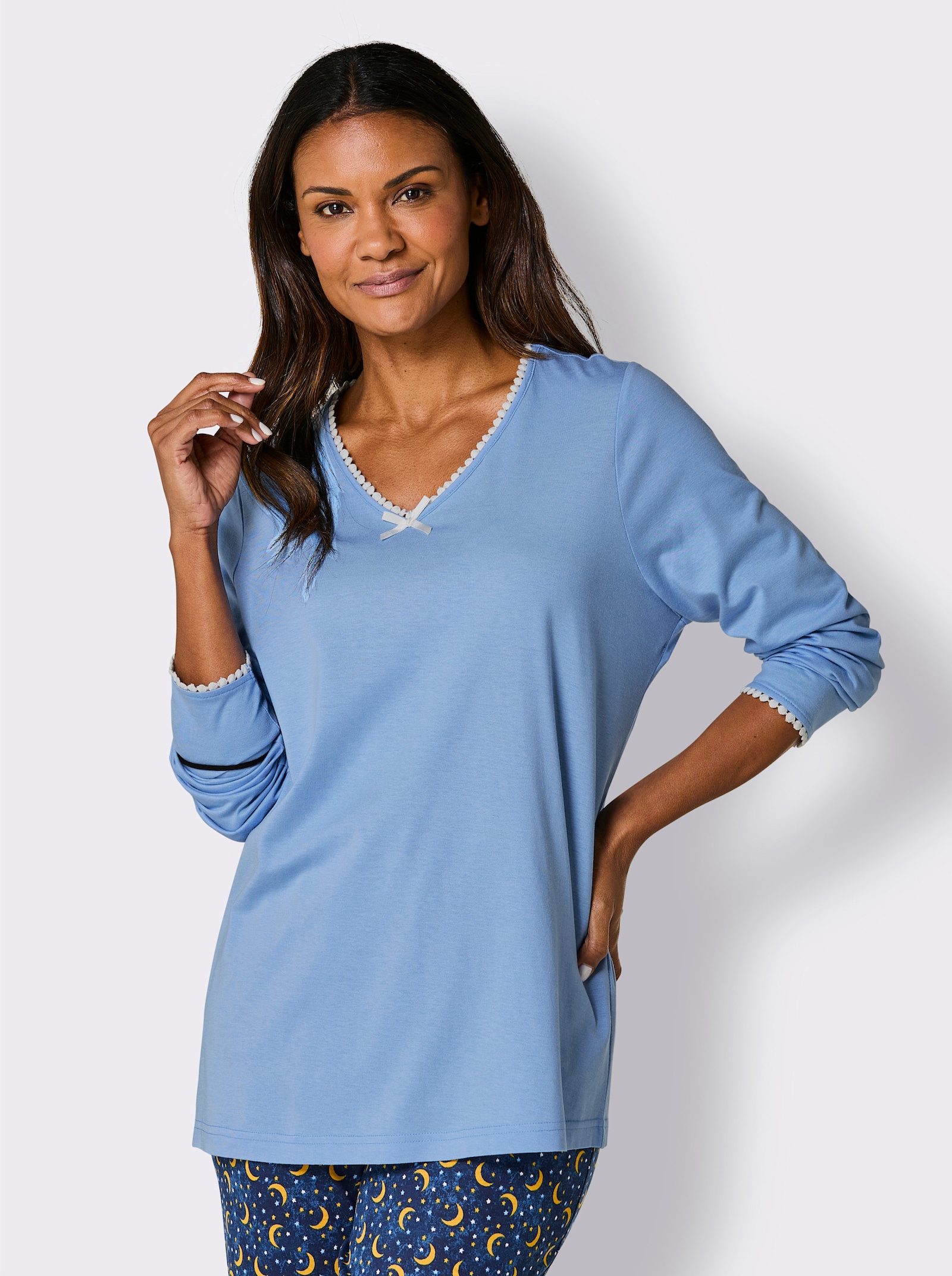 wäschepur Schlafanzug-Shirt - himmelblau