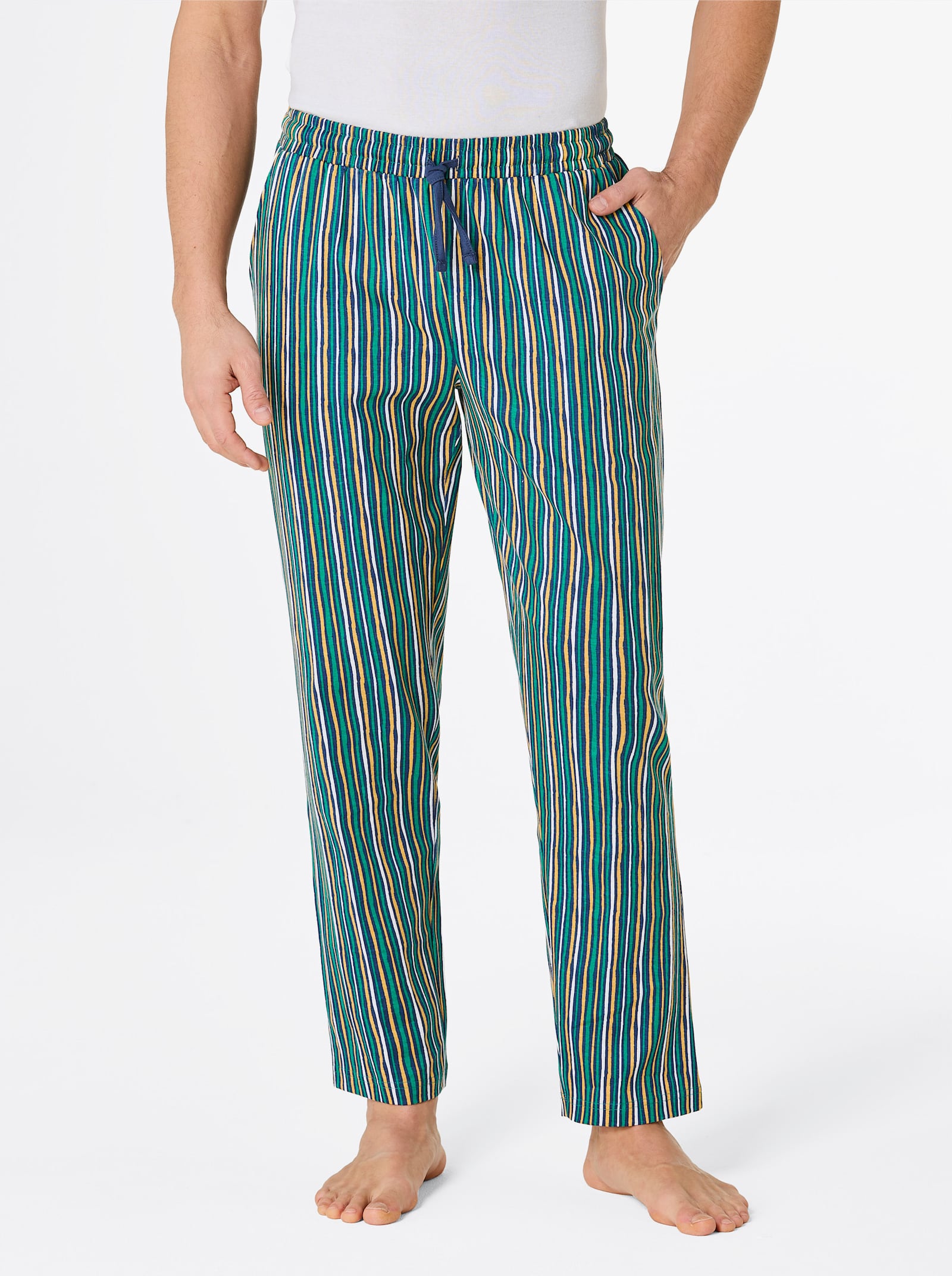 wäschepur men Hose lang - dunkelblau-grün-gestreift