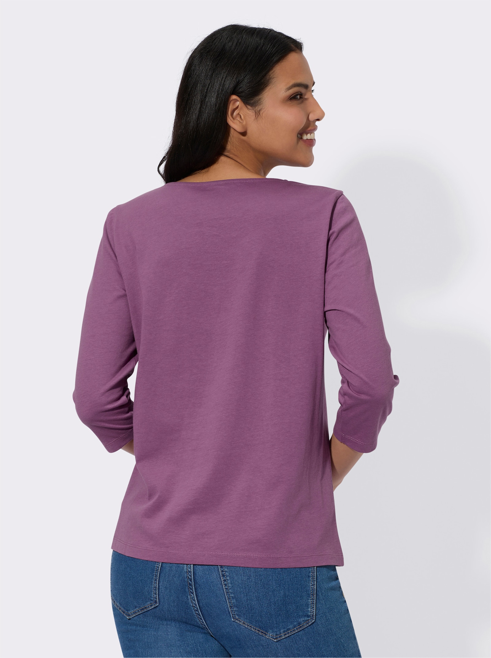 3/4-Arm-Shirt mit platziertem Druck - violett-schwarz