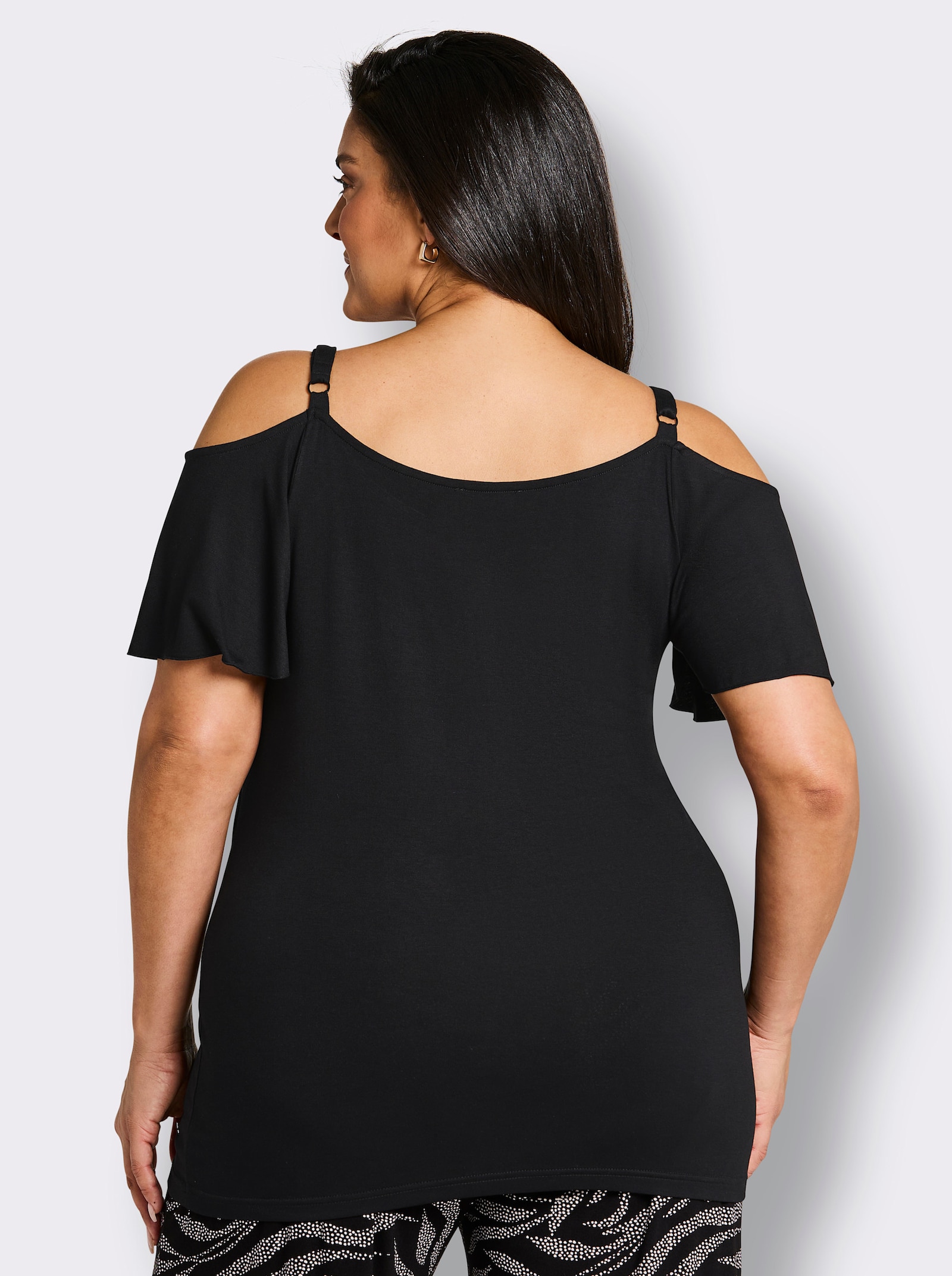 sheego Carmenshirt mit fixierten Trägern - schwarz