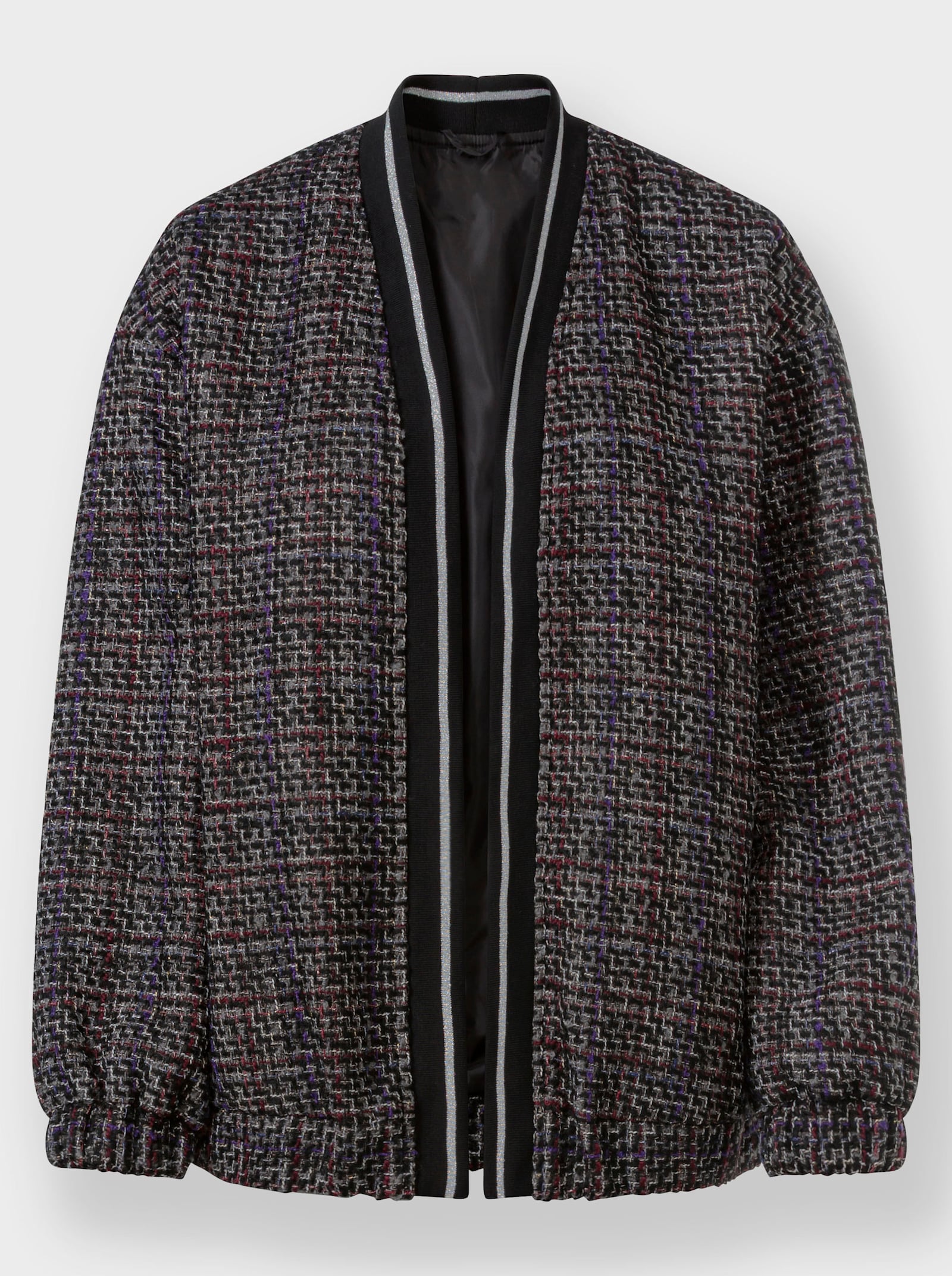 heine Blousonjacke mit Effektgarn - schwarz-bordeaux-gemustert